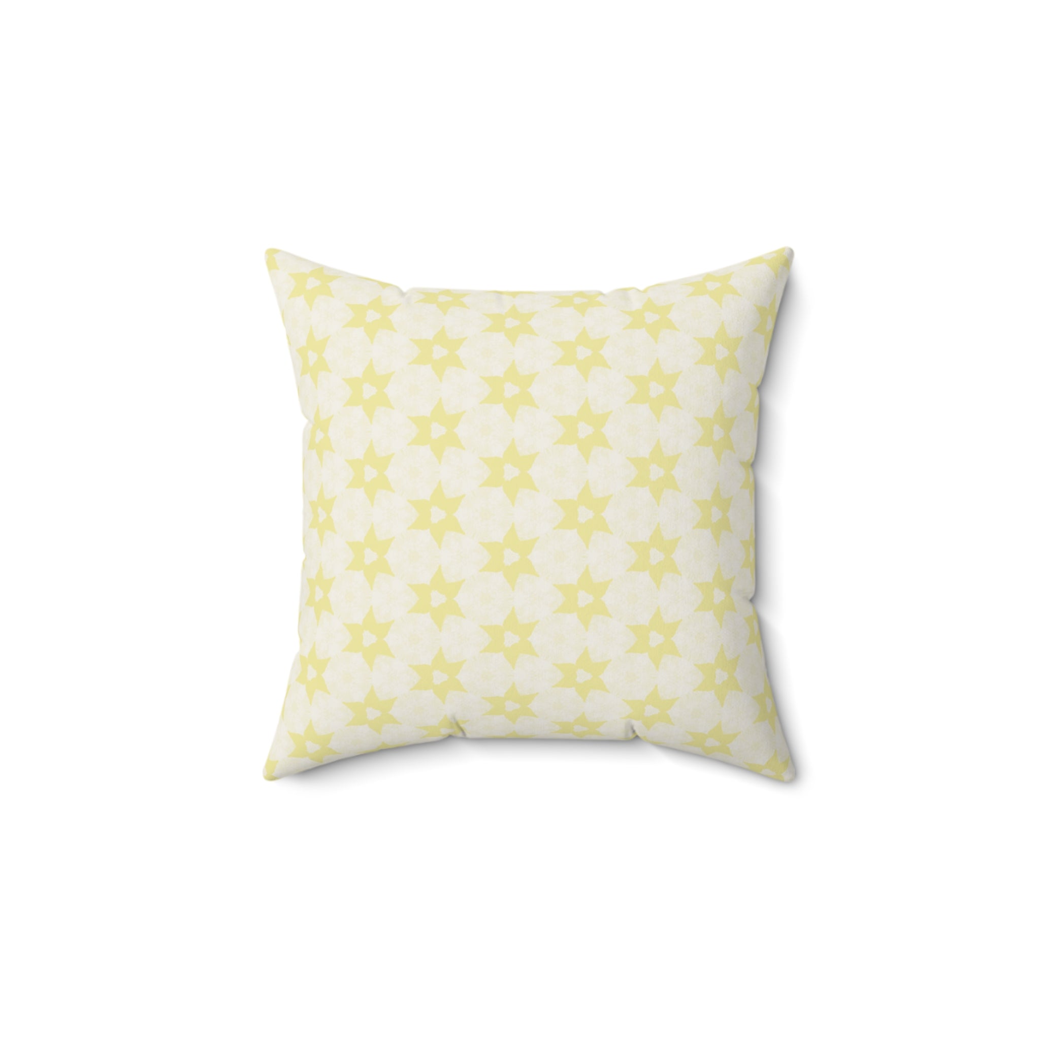 Cream Floral Star Pattern Square Pillow - Decorative Polyester Throw Pillow