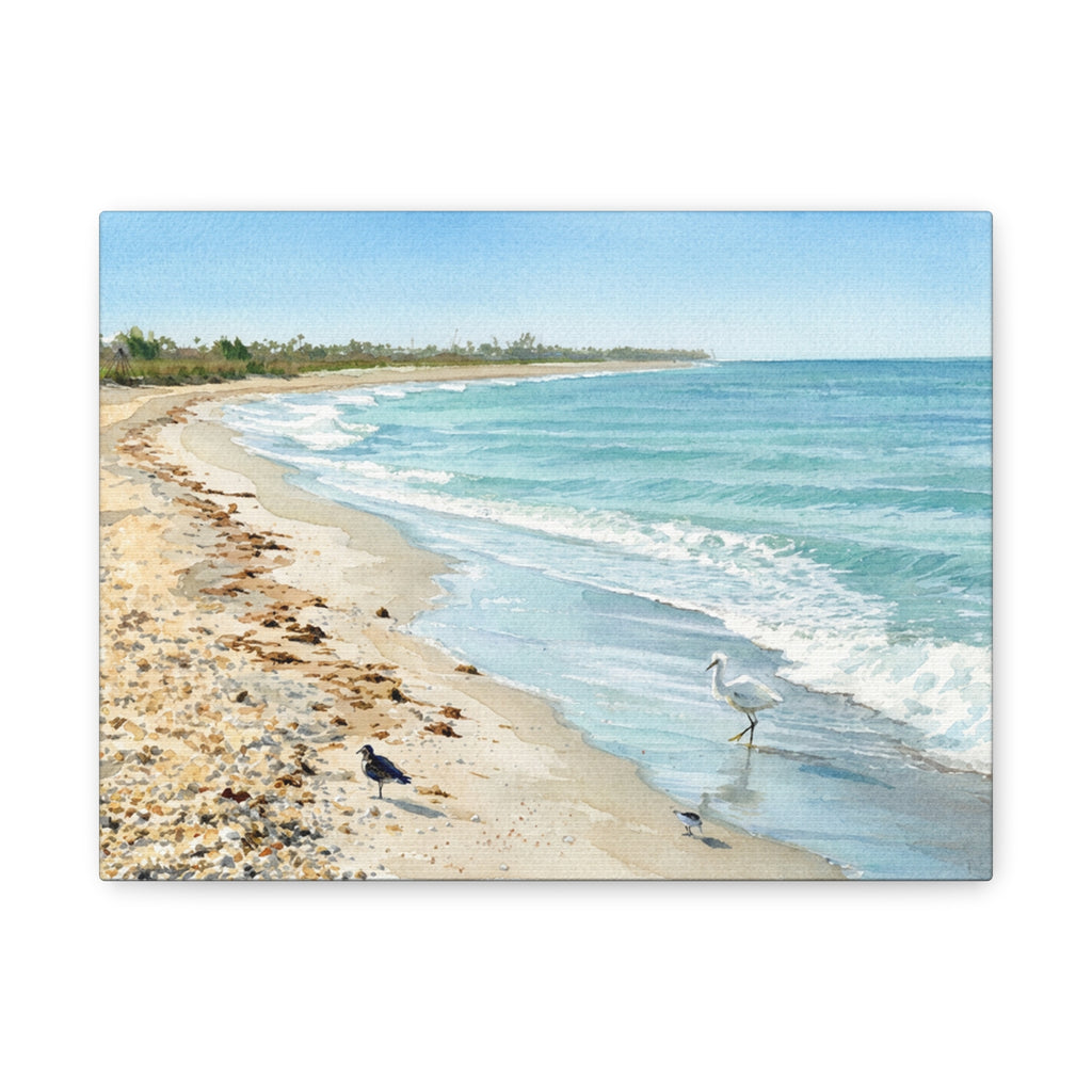 Seaside Shoreline Canvas Wall Art — Coastal Beach Print with Shorebirds