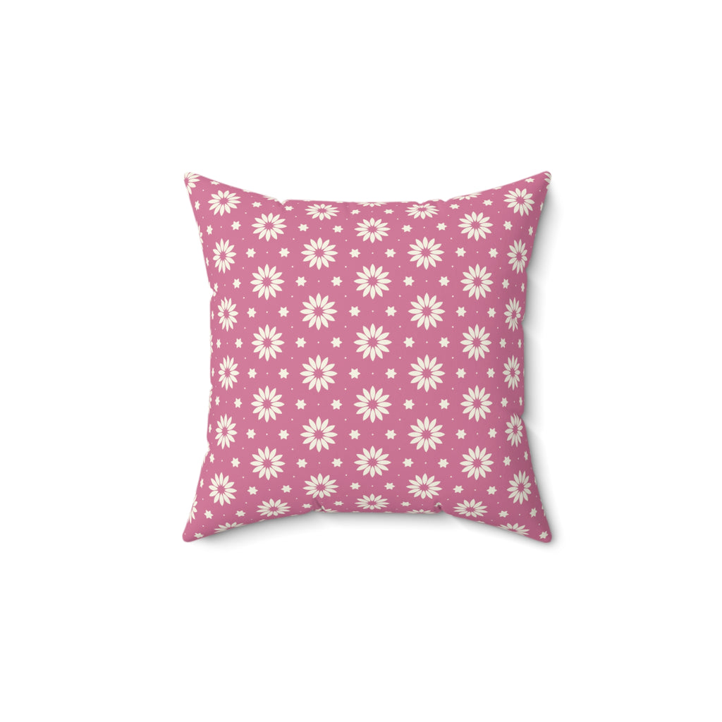 Pink Daisy Pattern Pillow — Floral Decorative Throw Pillow