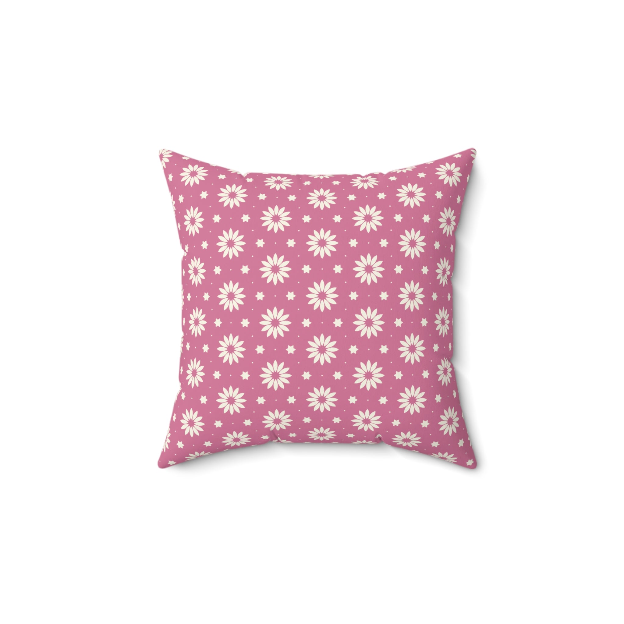 Pink Daisy Pattern Pillow — Floral Decorative Throw Pillow