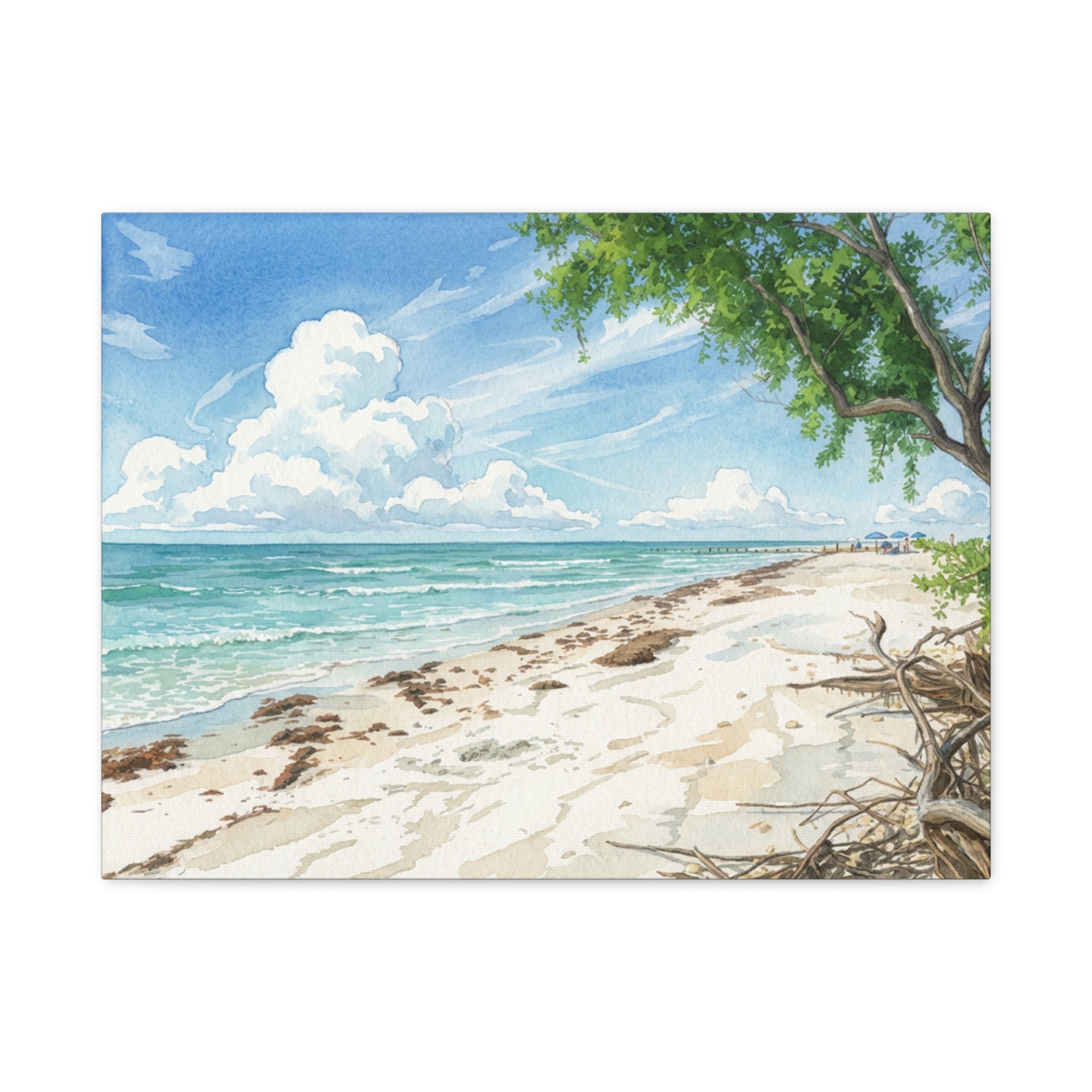 Coastal Beach Scene Matte Stretched Canvas (1.25")