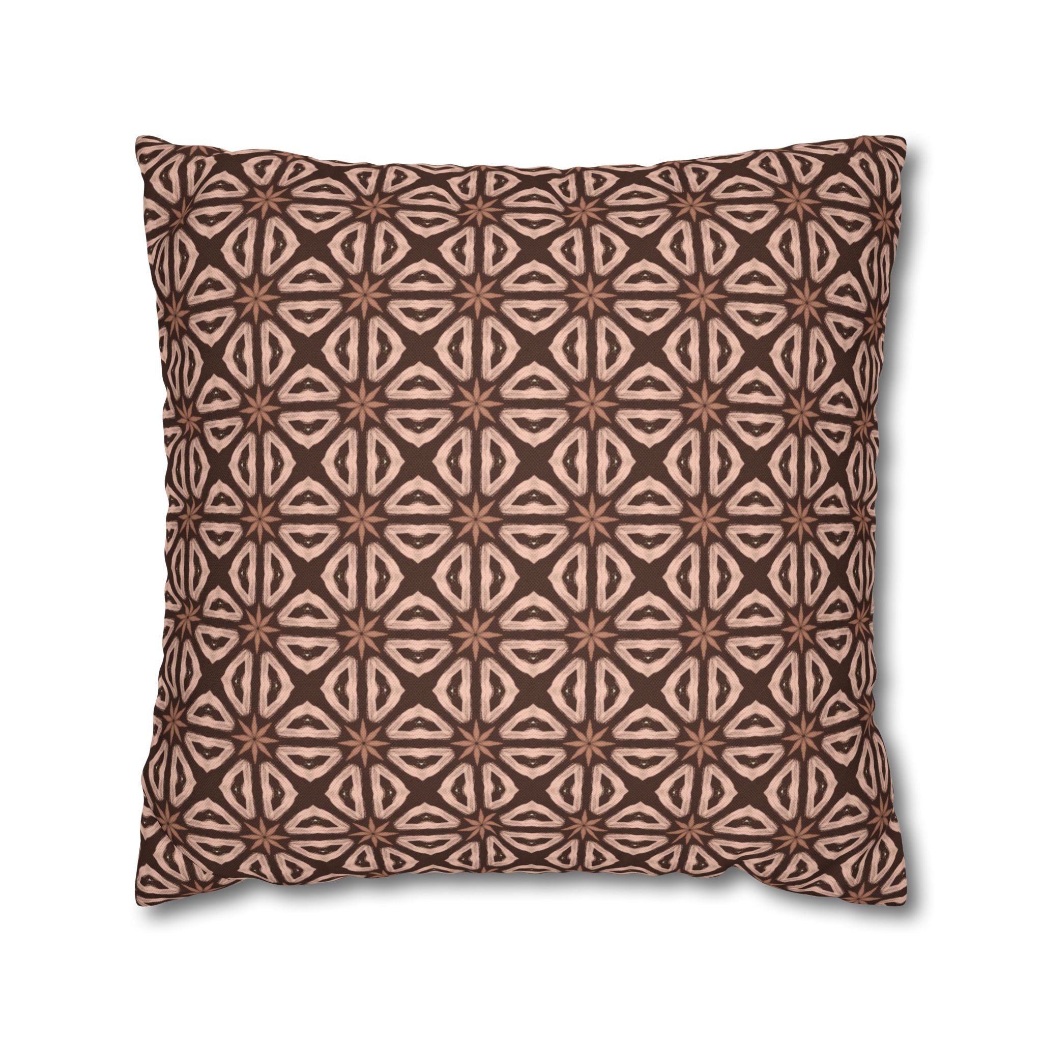 Chocolate Brown Floral Pattern THROW PILLOW COVER — Decorative Square Throw Pillow Cover