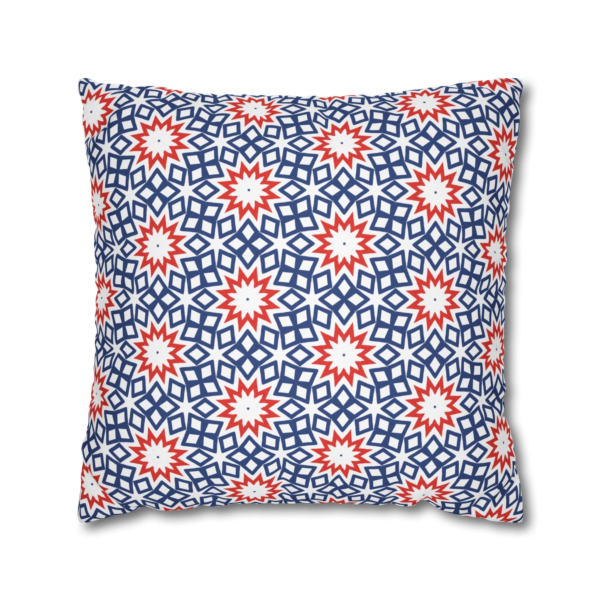 Red White & Blue Holiday THROW PILLOW COVER – Patriotic Square Throw Pillow Cover