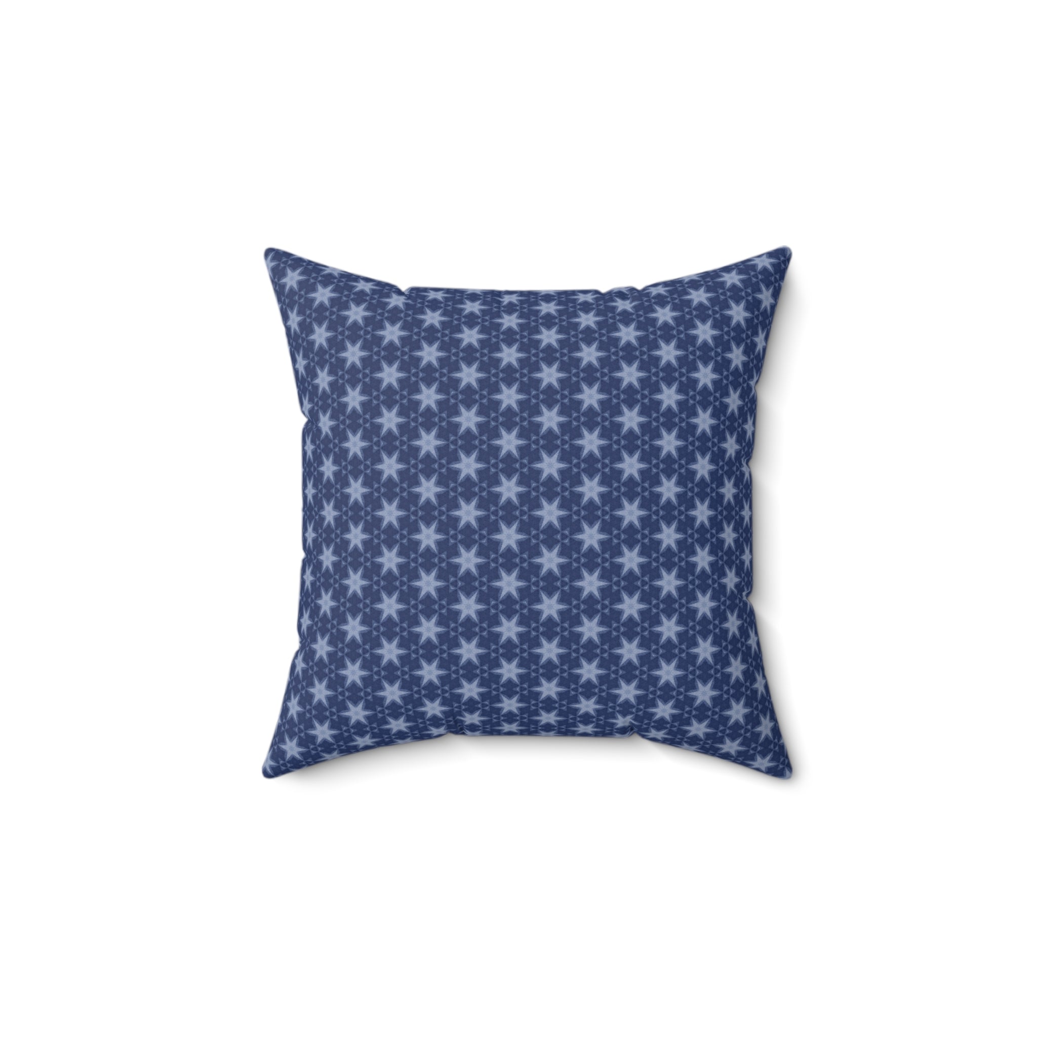 Patriotic July 4th Blue Stars Square Pillow — Spun Polyester Patriotic Throw Pillow