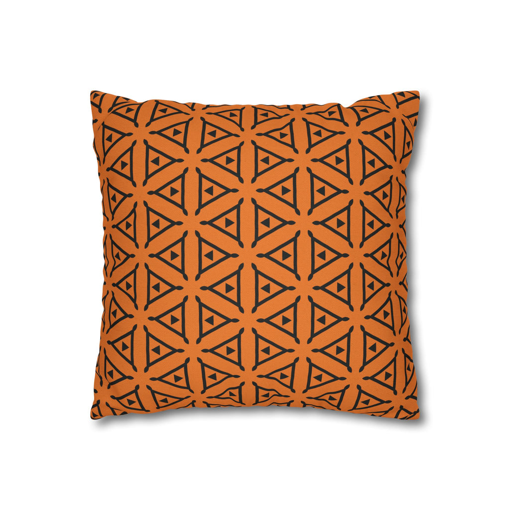 Modern Triangle Pattern Orange THROW PILLOW COVER — Square Decorative Pillow Cover