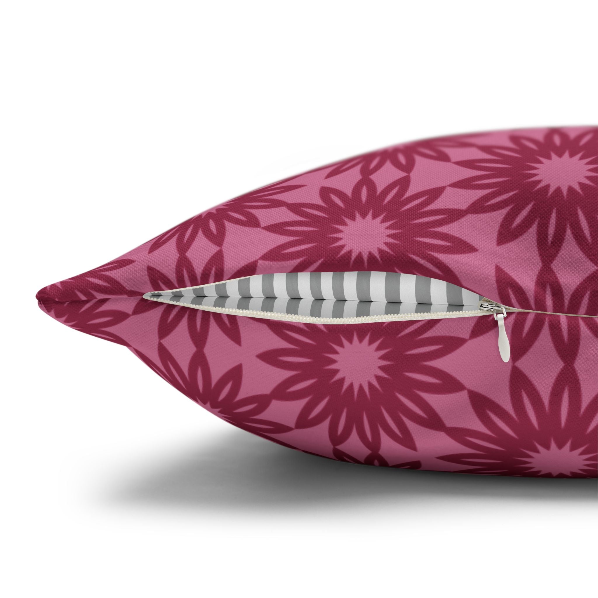 Berry Pink Floral THROW PILLOW COVER — Decorative Square Throw Pillow Cover