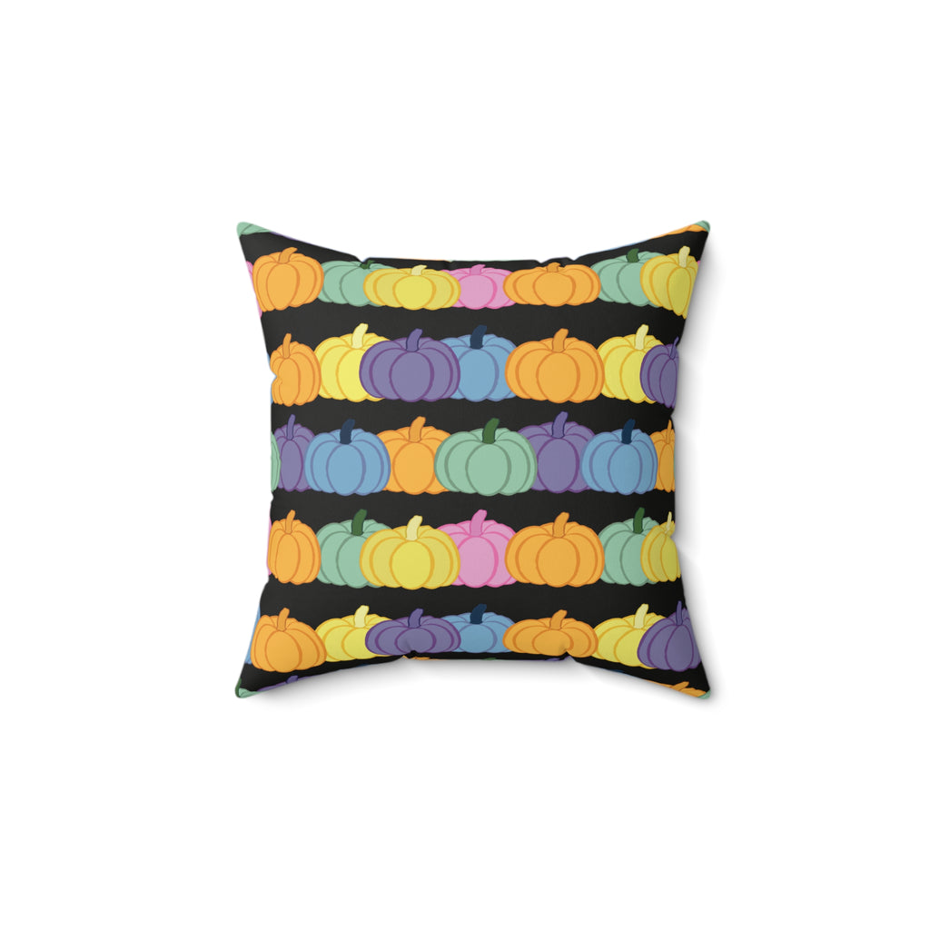 Colorful Pastel Pumpkin Throw Pillow — Halloween & Fall Decorative Cushion