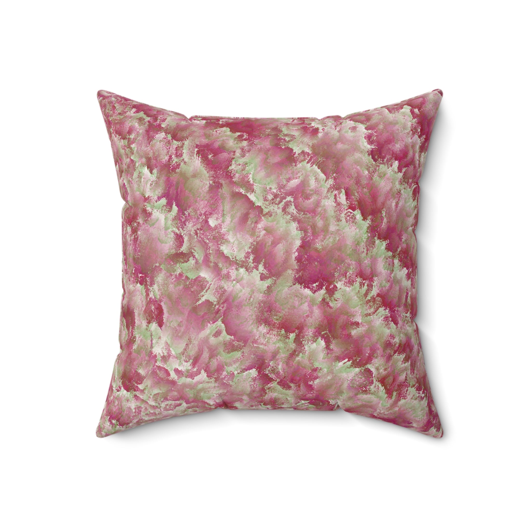 Pink Watercolor Floral Pillow — Soft Abstract Botanical Throw Pillow