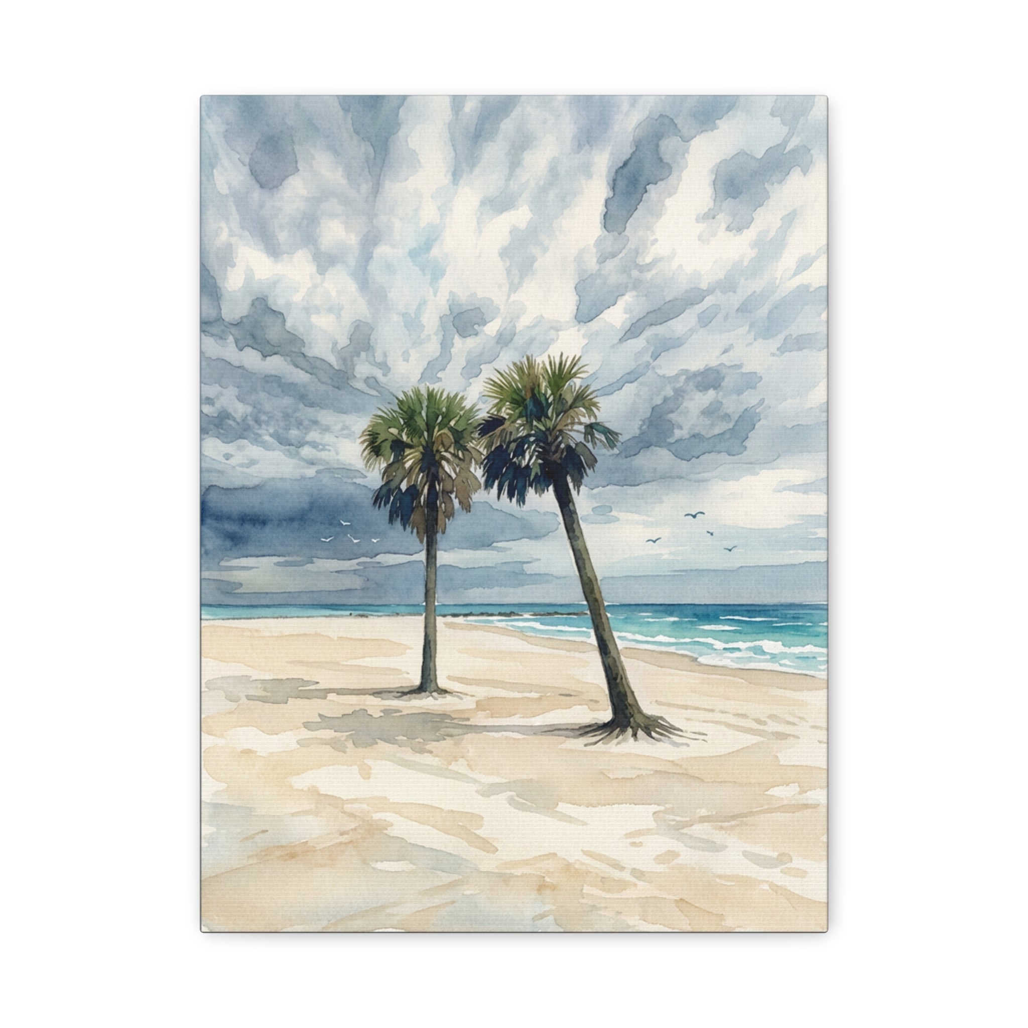 Coastal Palm Beach Canvas Print — Matte Stretched Wall Art