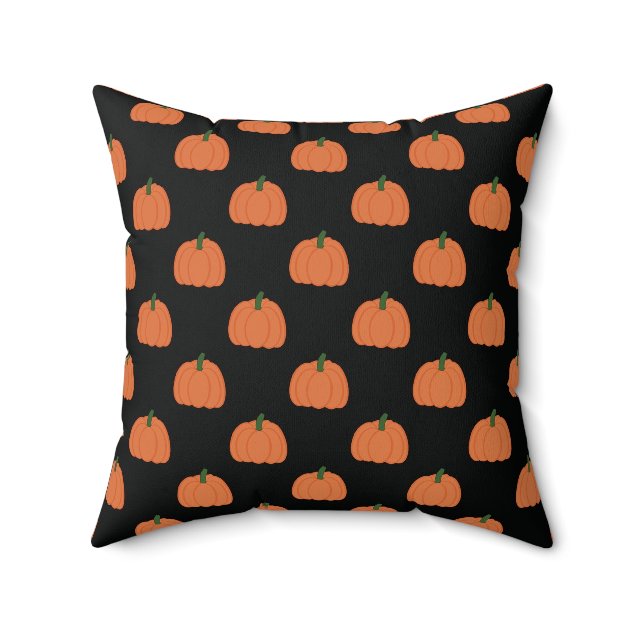 Black Halloween Pumpkin Pattern Pillow — Spun Polyester Decorative Throw Pillow