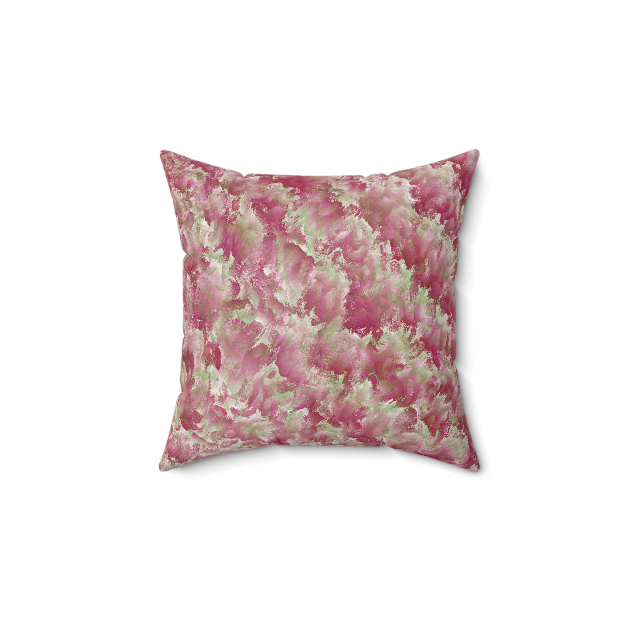 Pink Watercolor Floral Pillow — Soft Abstract Botanical Throw Pillow