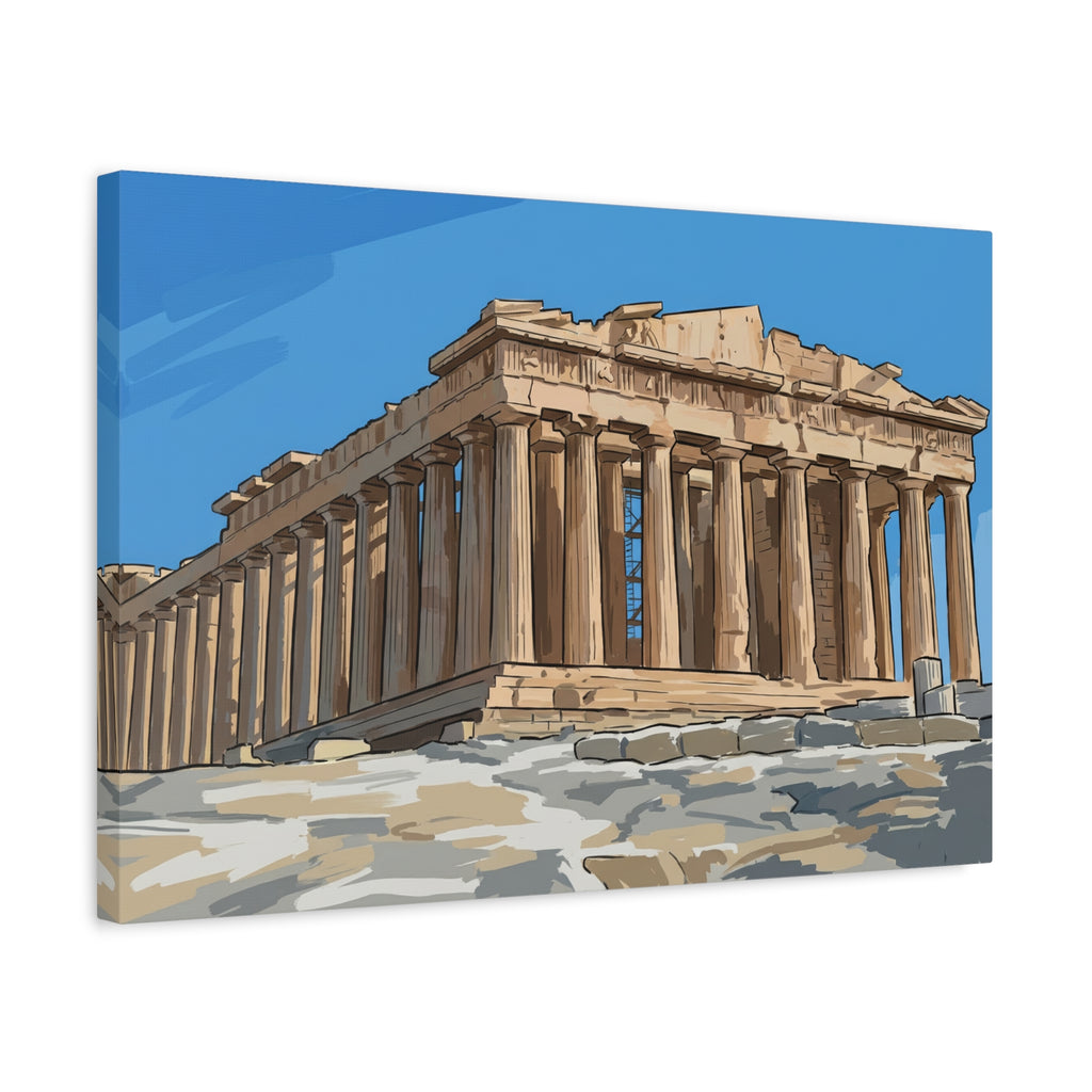 Parthenon Architectural Matte Canvas Print — Greek Ruins Wall Art