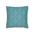 Teal Ikat Pattern Square THROW PILLOW COVER — Turquoise Boho Decorative Throw Pillow Cover
