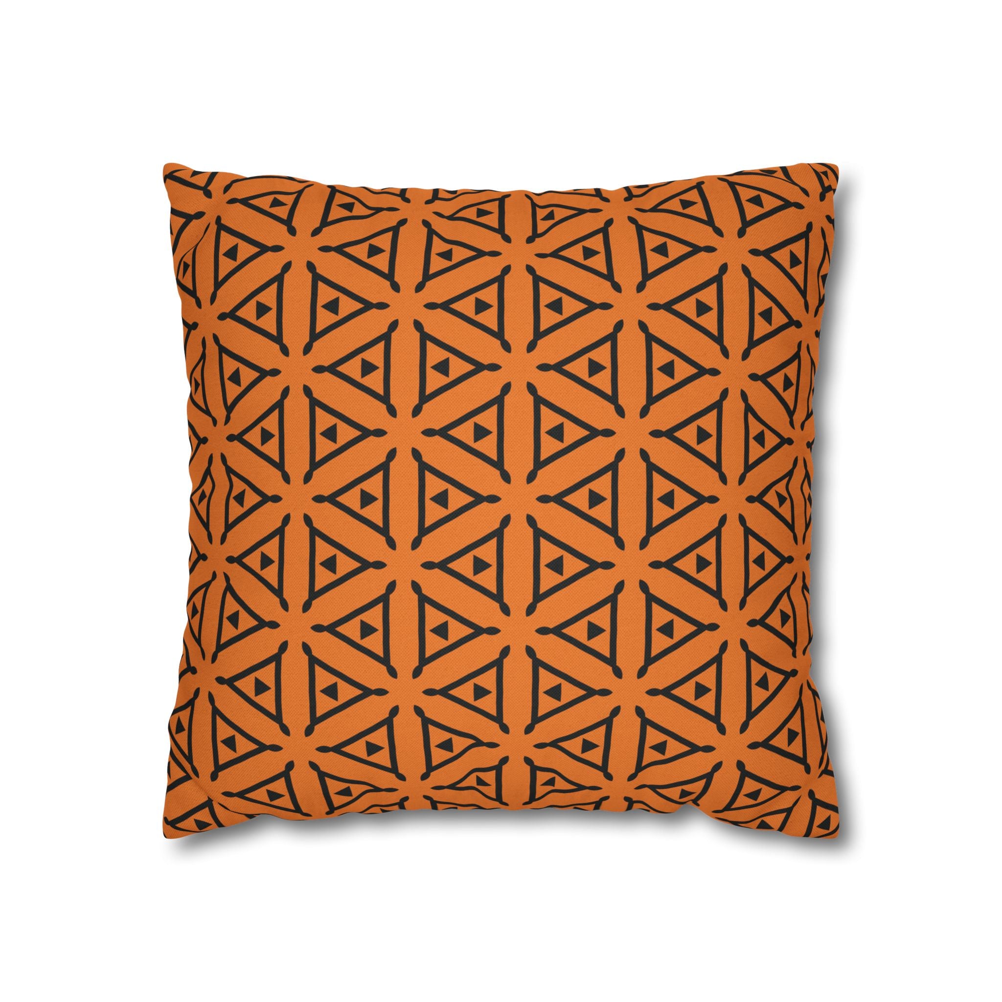 Modern Triangle Pattern Orange THROW PILLOW COVER — Square Decorative Pillow Cover