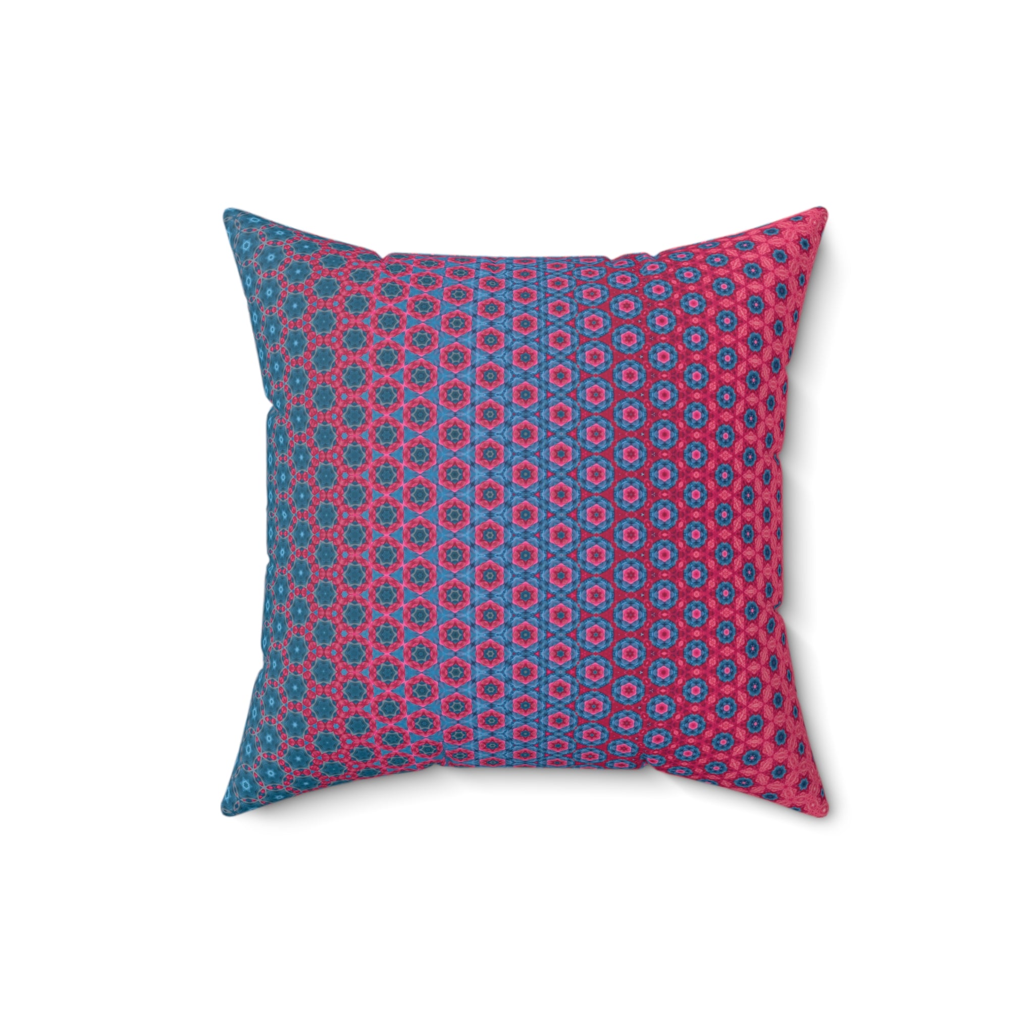 Ombre Square Pillow — Pink & Teal Patterned Throw Pillow