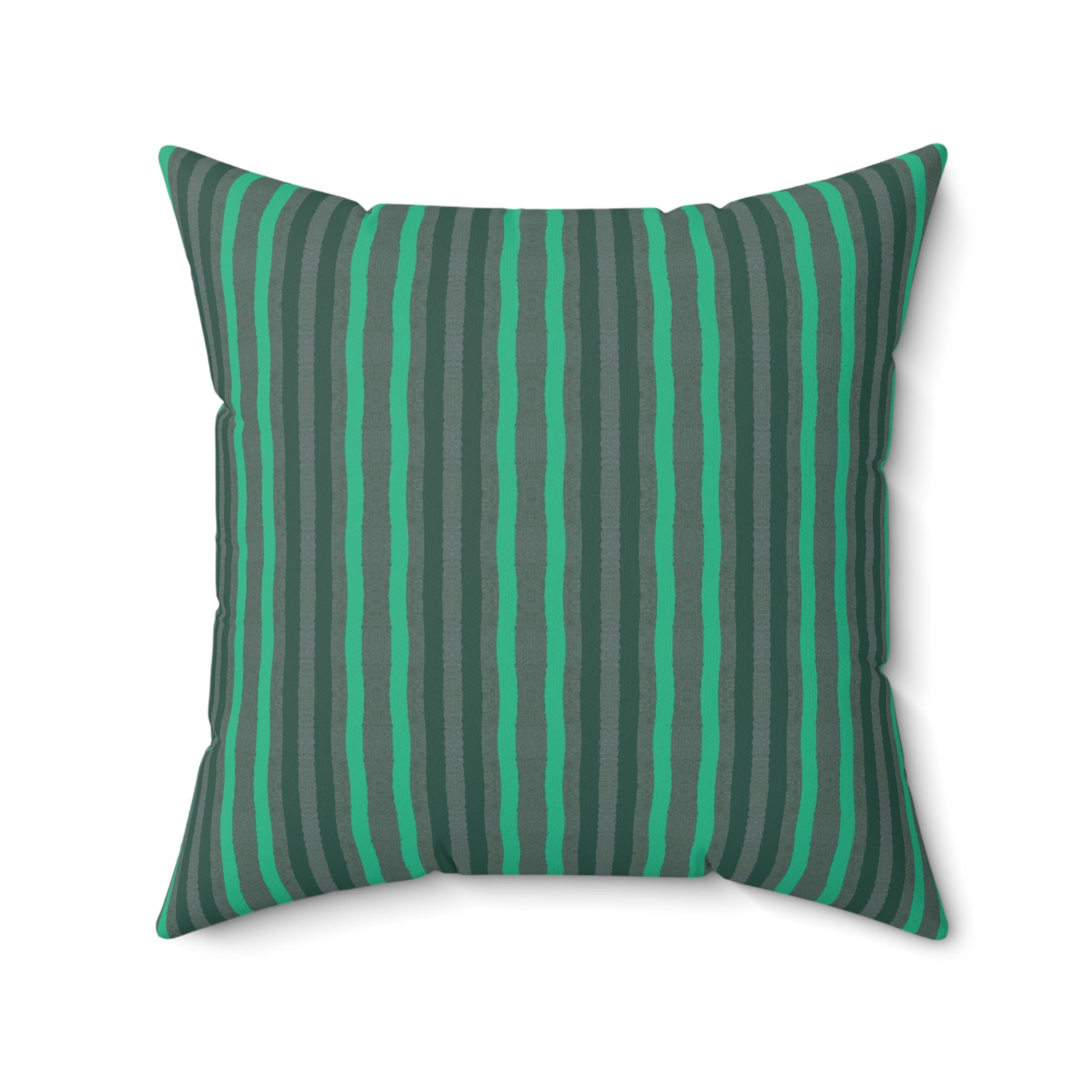 Green & Gray Striped Square Pillow — Modern Decorative Throw Cushion