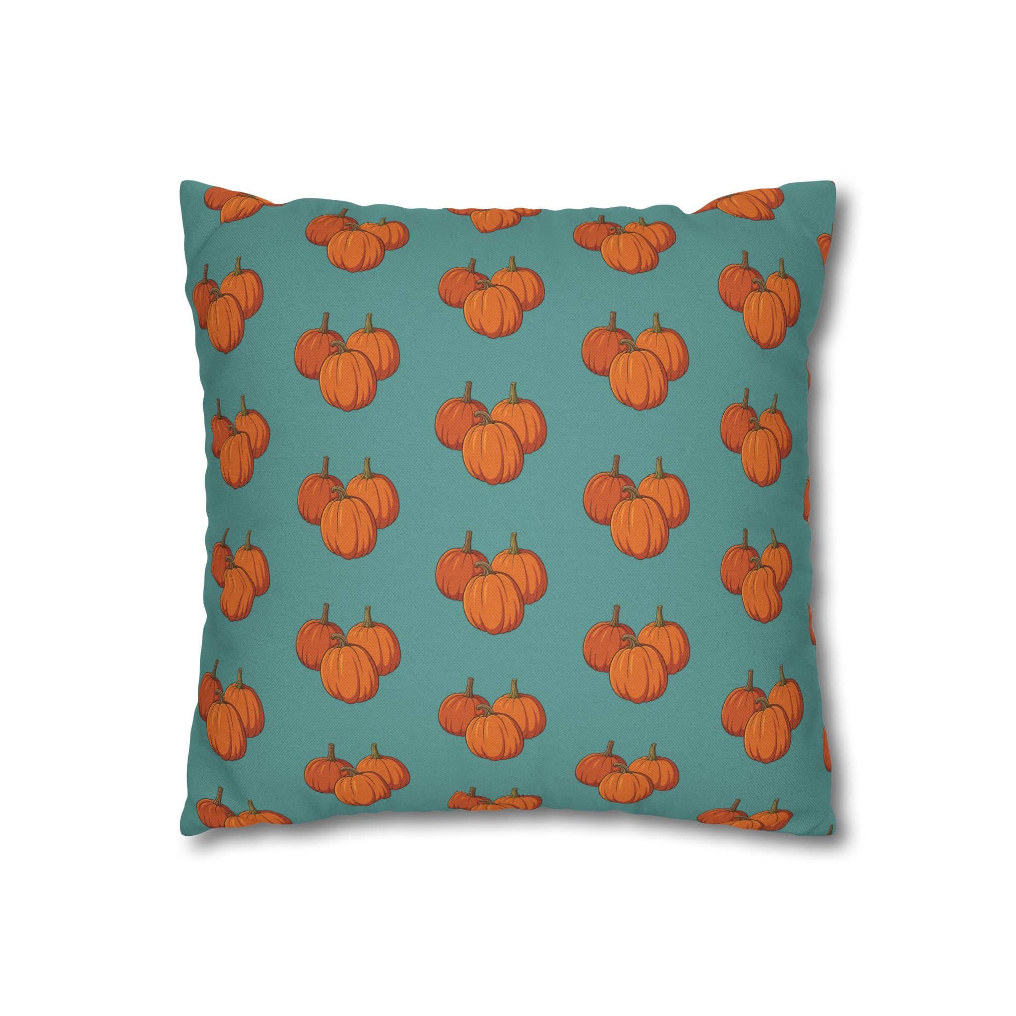 Teal Autumn Pumpkin Pattern THROW PILLOW COVER — Teal Fall Décor Cushion Cover