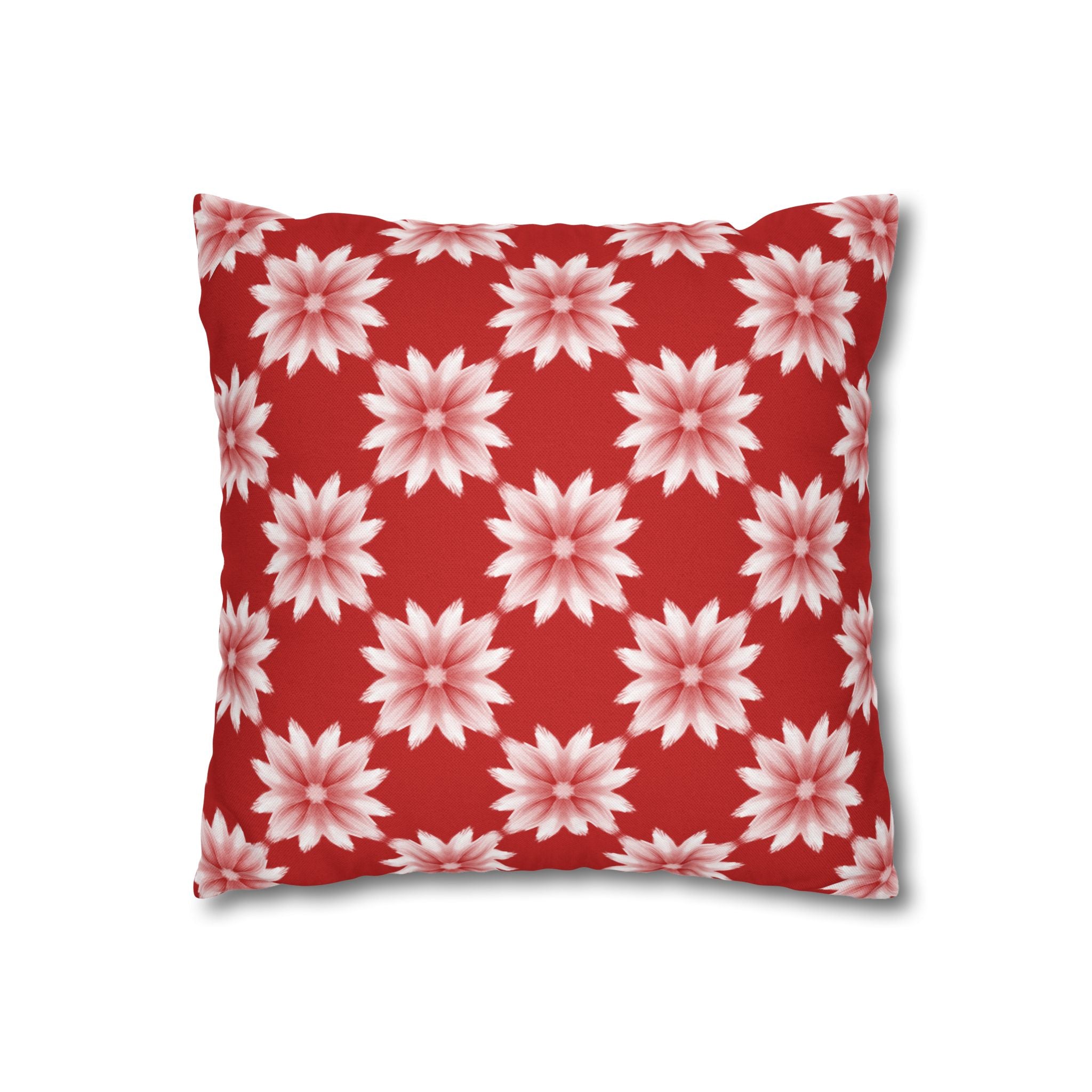 Holiday Red Floral THROW PILLOW COVER — Festive Floral Holiday Cushion Cover