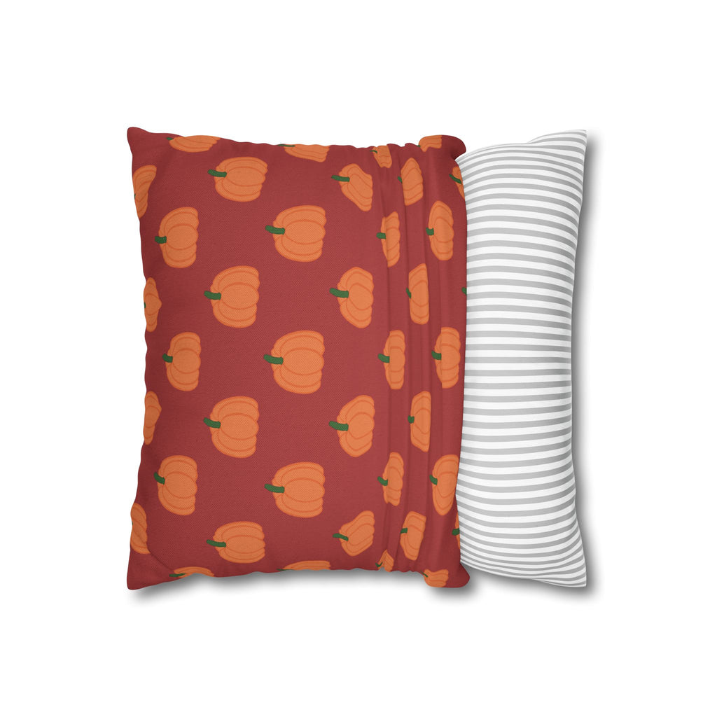 Burnt Orange Halloween Pumpkin Pattern THROW PILLOW COVER - Fall Decorative Throw Pillow Cover