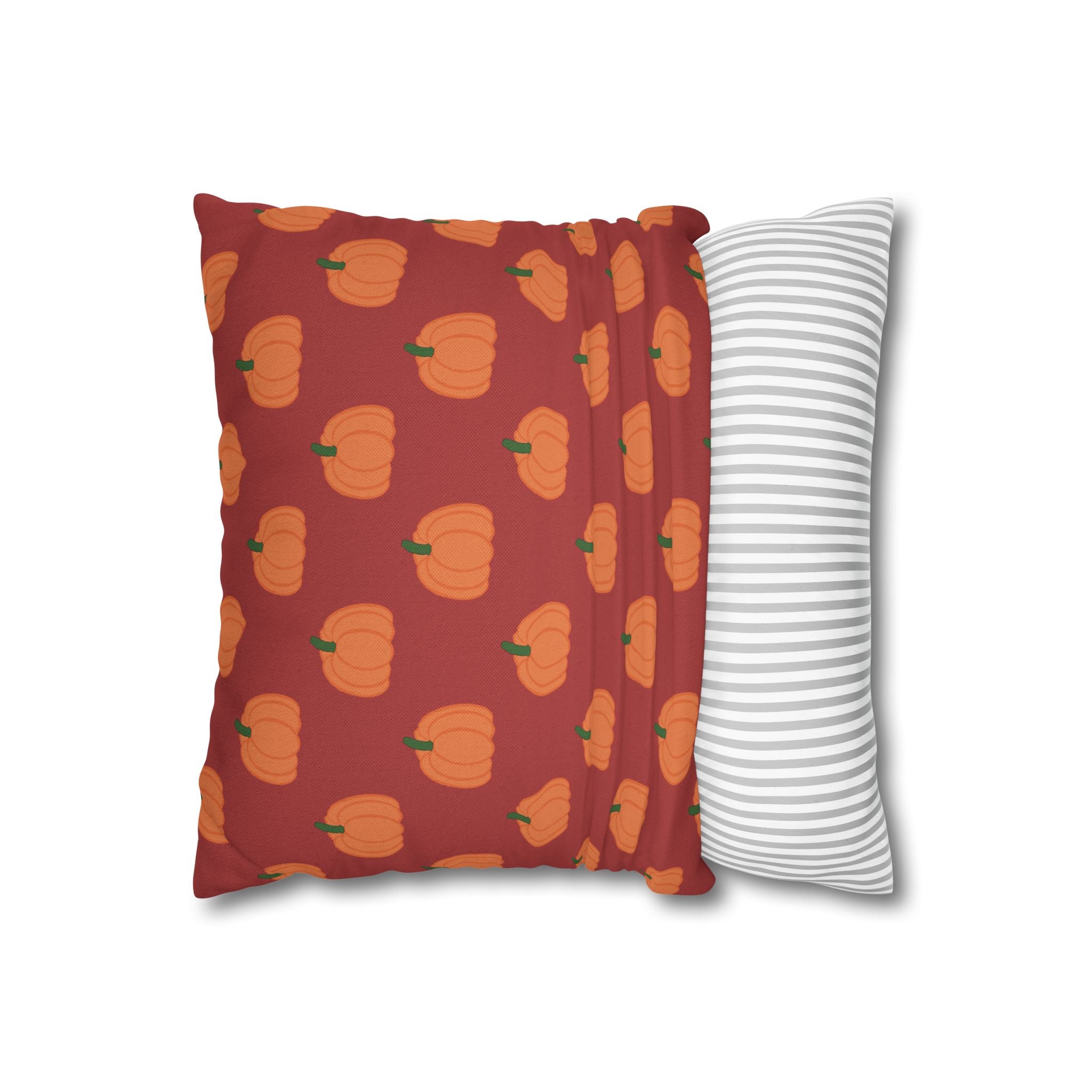 Burnt Orange Halloween Pumpkin Pattern THROW PILLOW COVER - Fall Decorative Throw Pillow Cover
