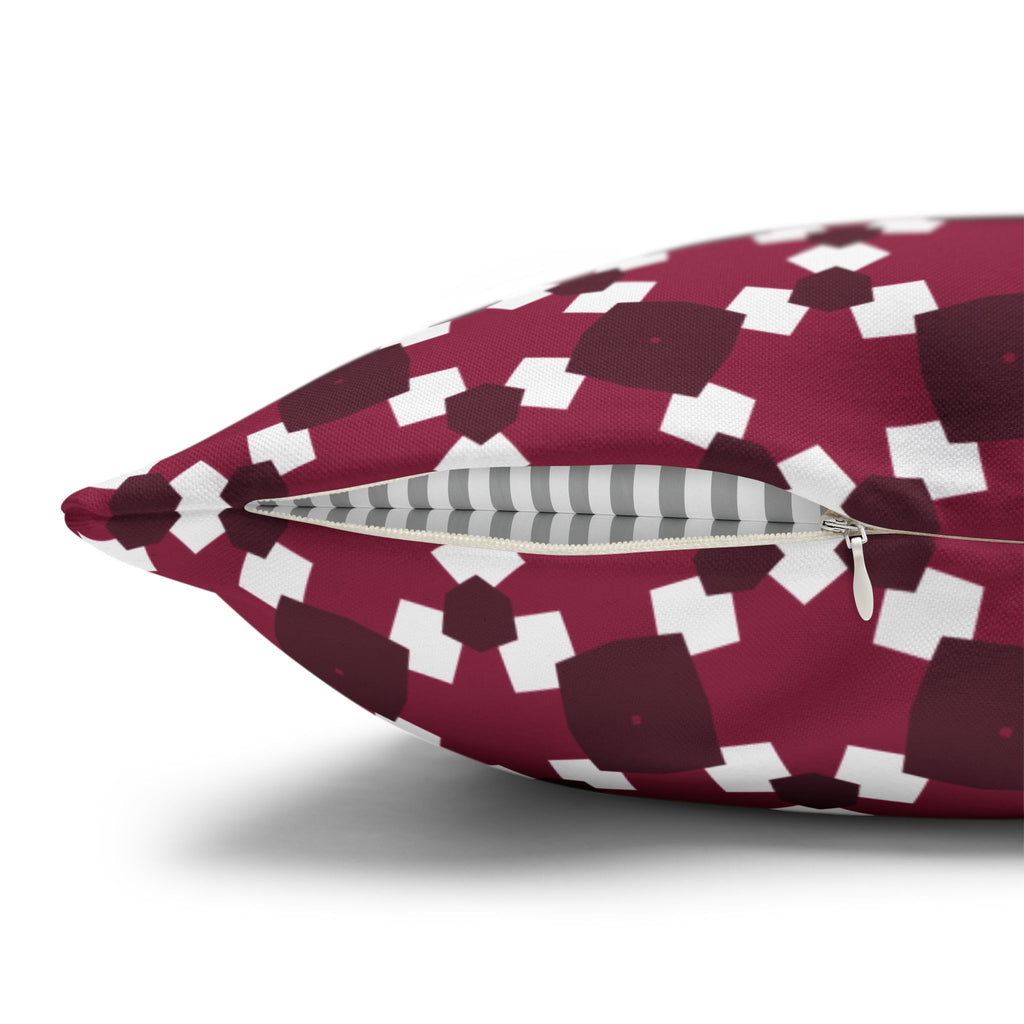 Burgundy Floral Geometric Throw THROW PILLOW COVER — Cozy Patterned Square Cushion Cover