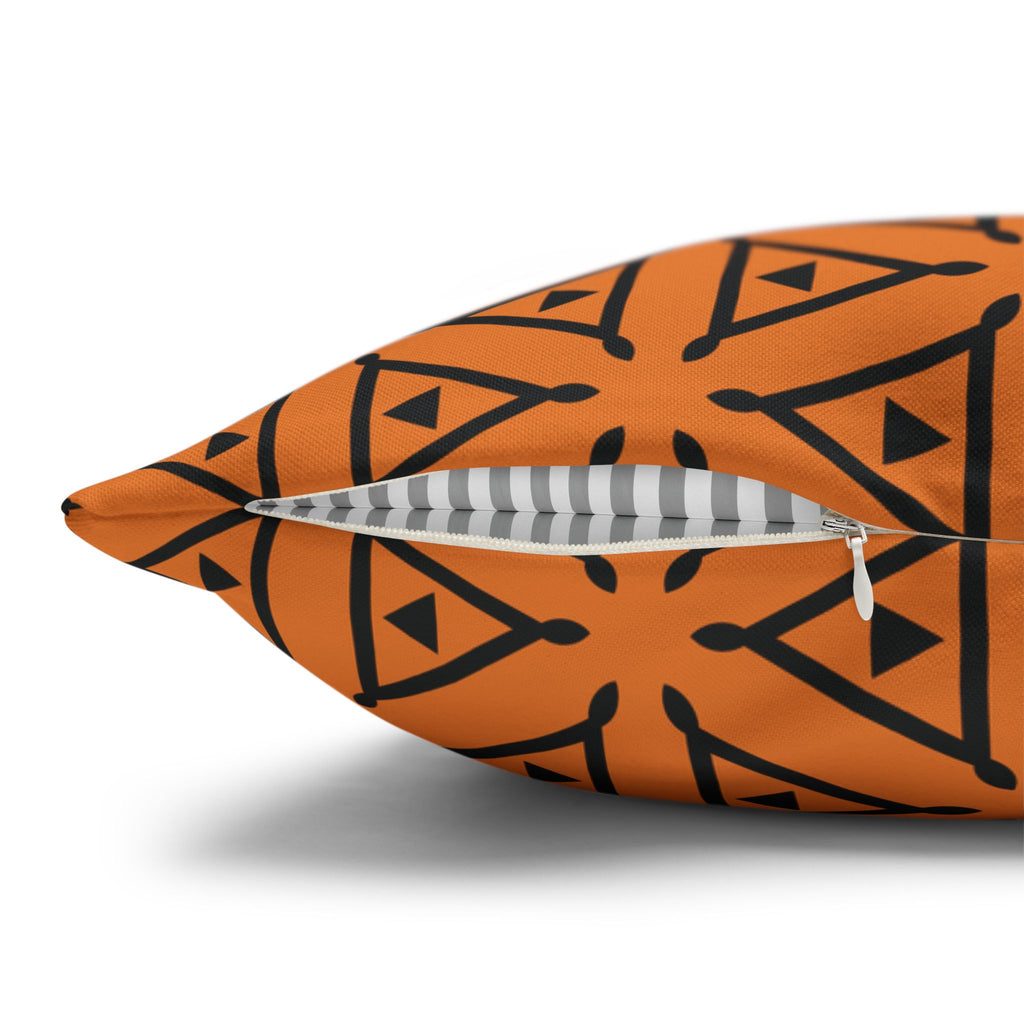Modern Triangle Pattern Orange THROW PILLOW COVER — Square Decorative Pillow Cover