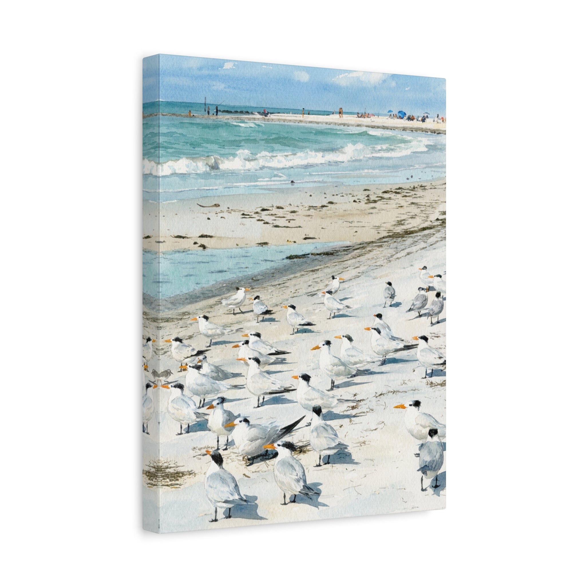 Bird Beach Canvas Print — Matte Stretched Coastal Wall Art