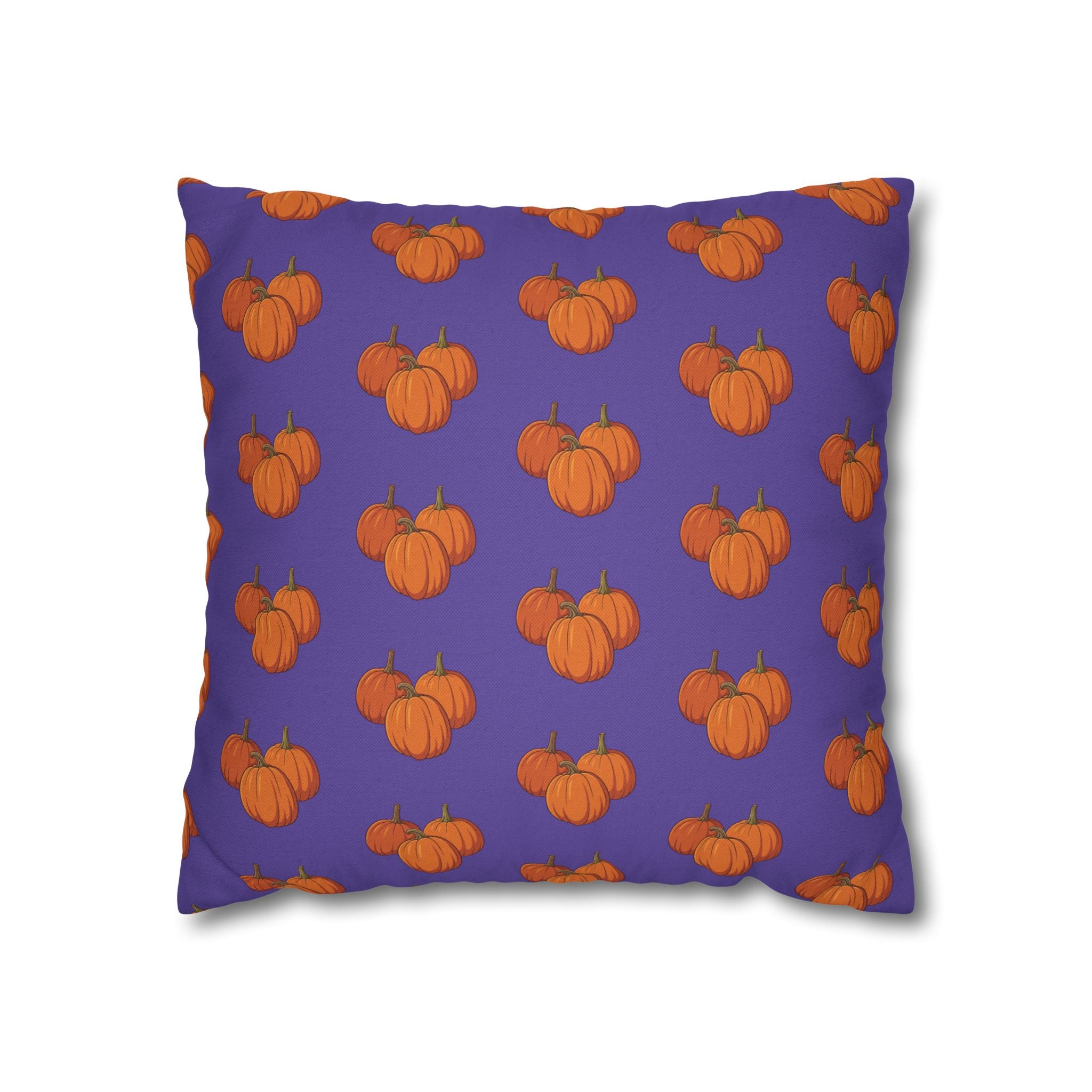 Purple Autumn Pumpkin Pattern THROW PILLOW COVER — Orange Pumpkins on Purple Decorative Throw Pillow