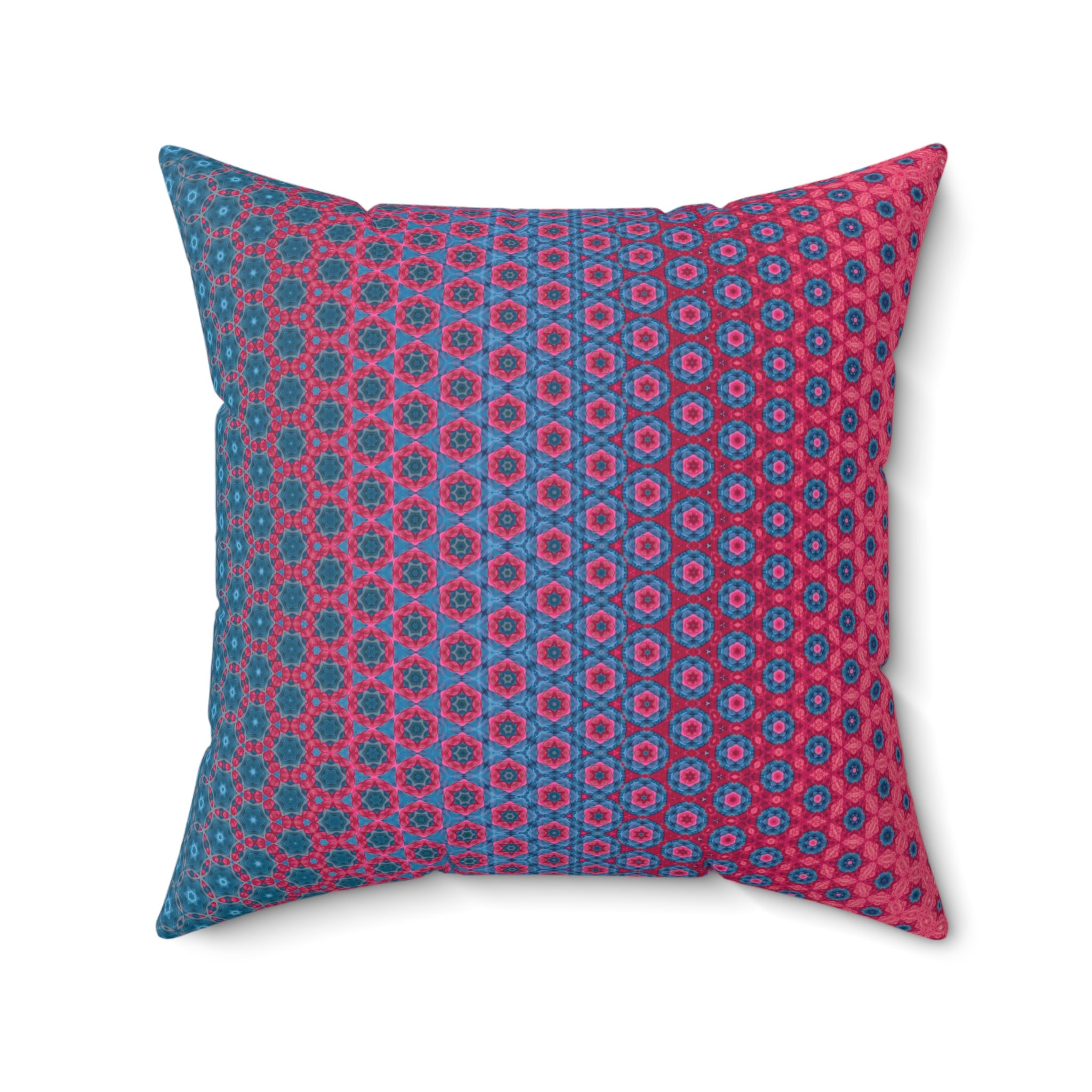 Ombre Square Pillow — Pink & Teal Patterned Throw Pillow