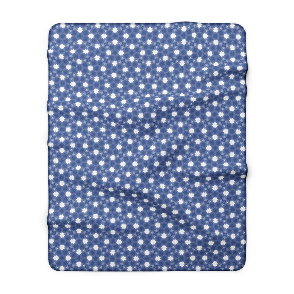 Blue & White Floral Sherpa Fleece Blanket