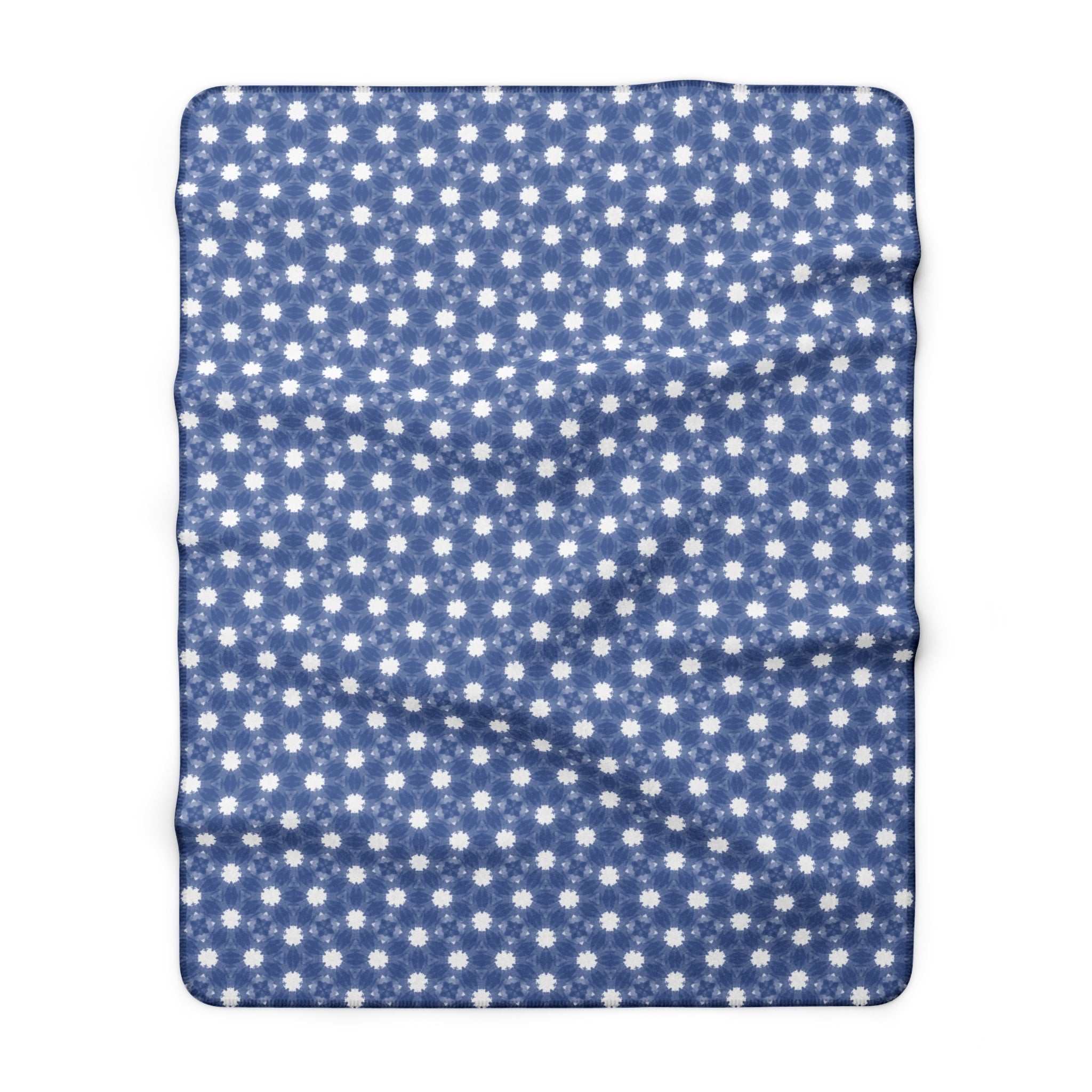 Blue & White Floral Sherpa Fleece Blanket