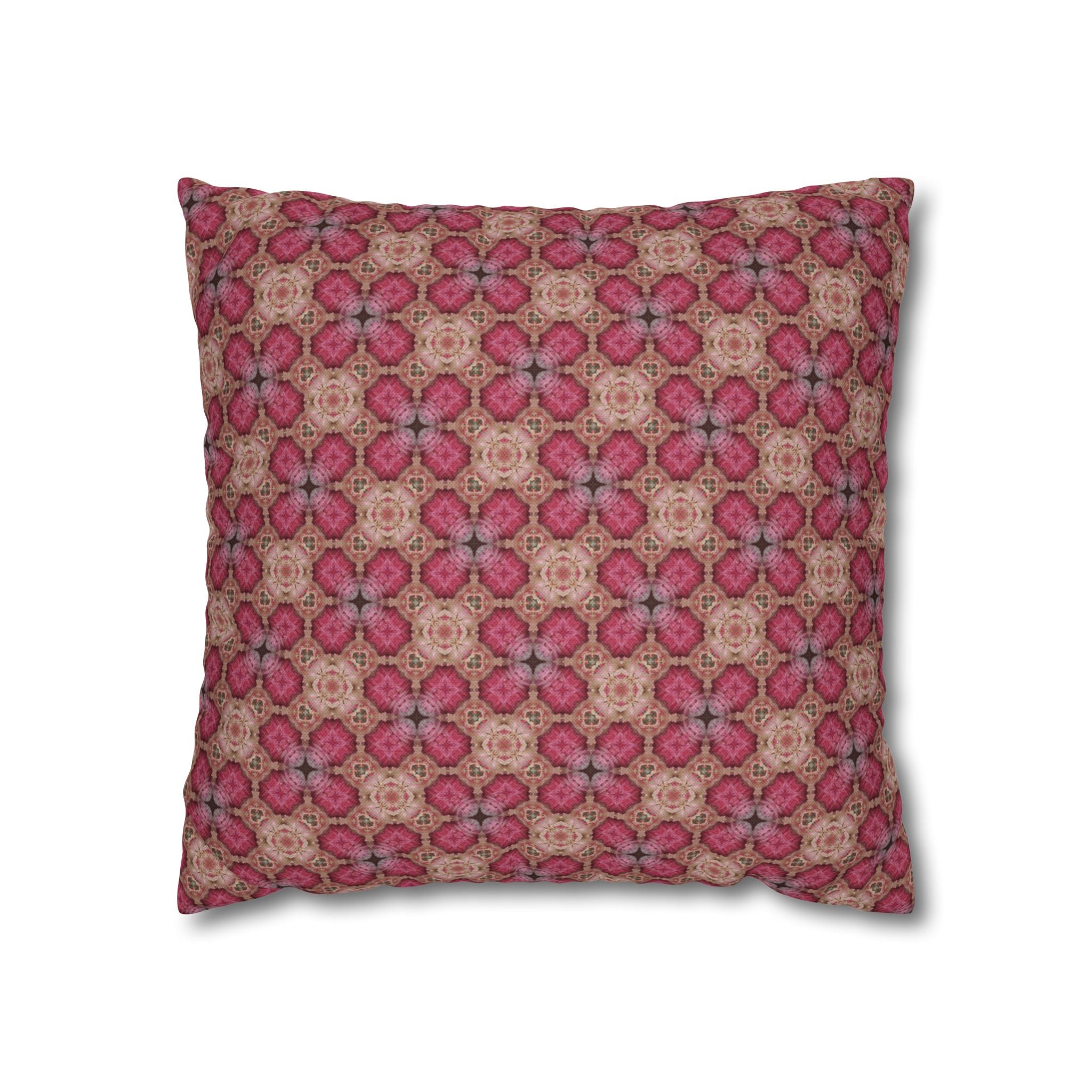 Mosaic Rose Decorative THROW PILLOW COVER — Boho Patterned Throw Pillow Cover