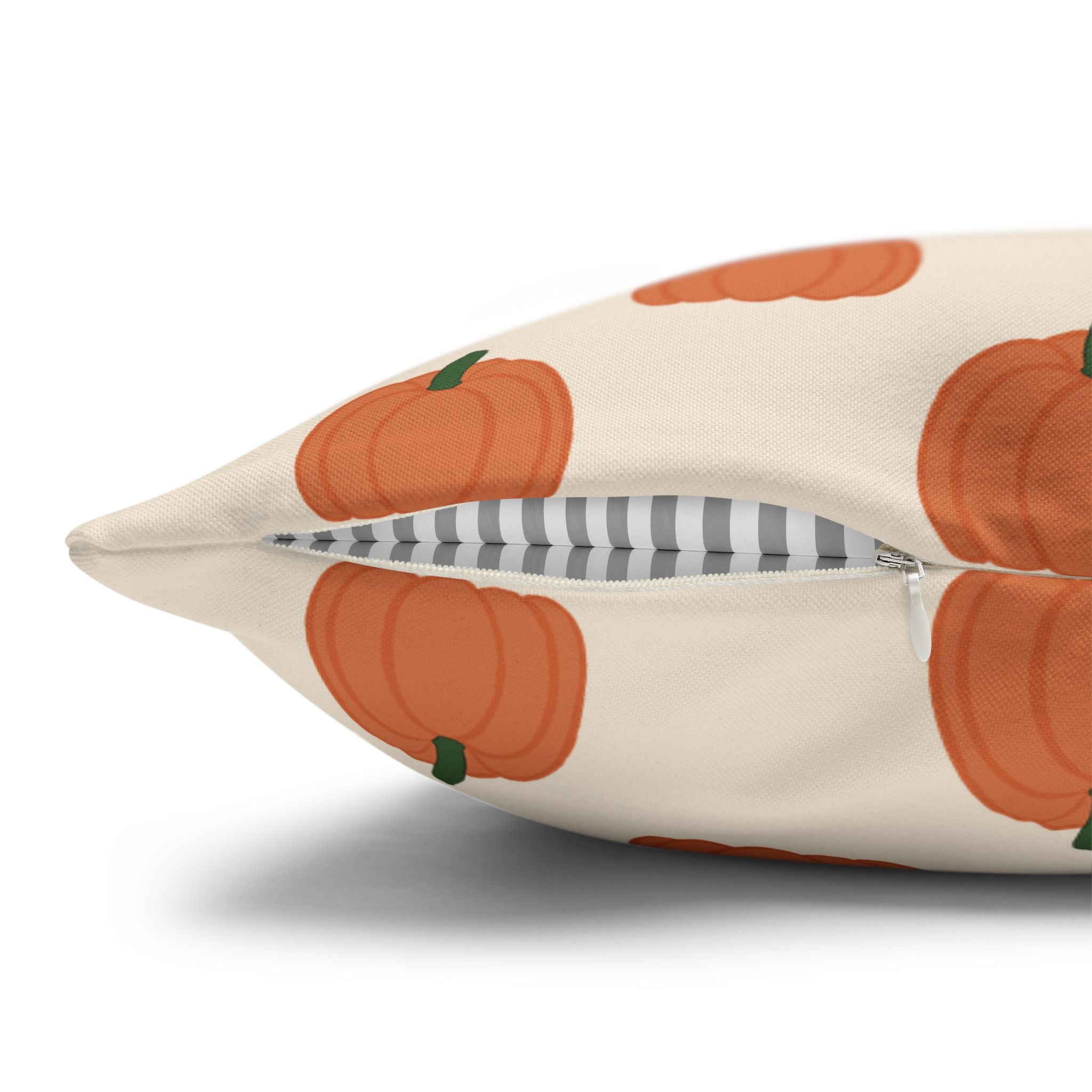 Cream Halloween Pumpkin Pattern THROW PILLOW COVER — Fall Decorative Square Pillow Cover