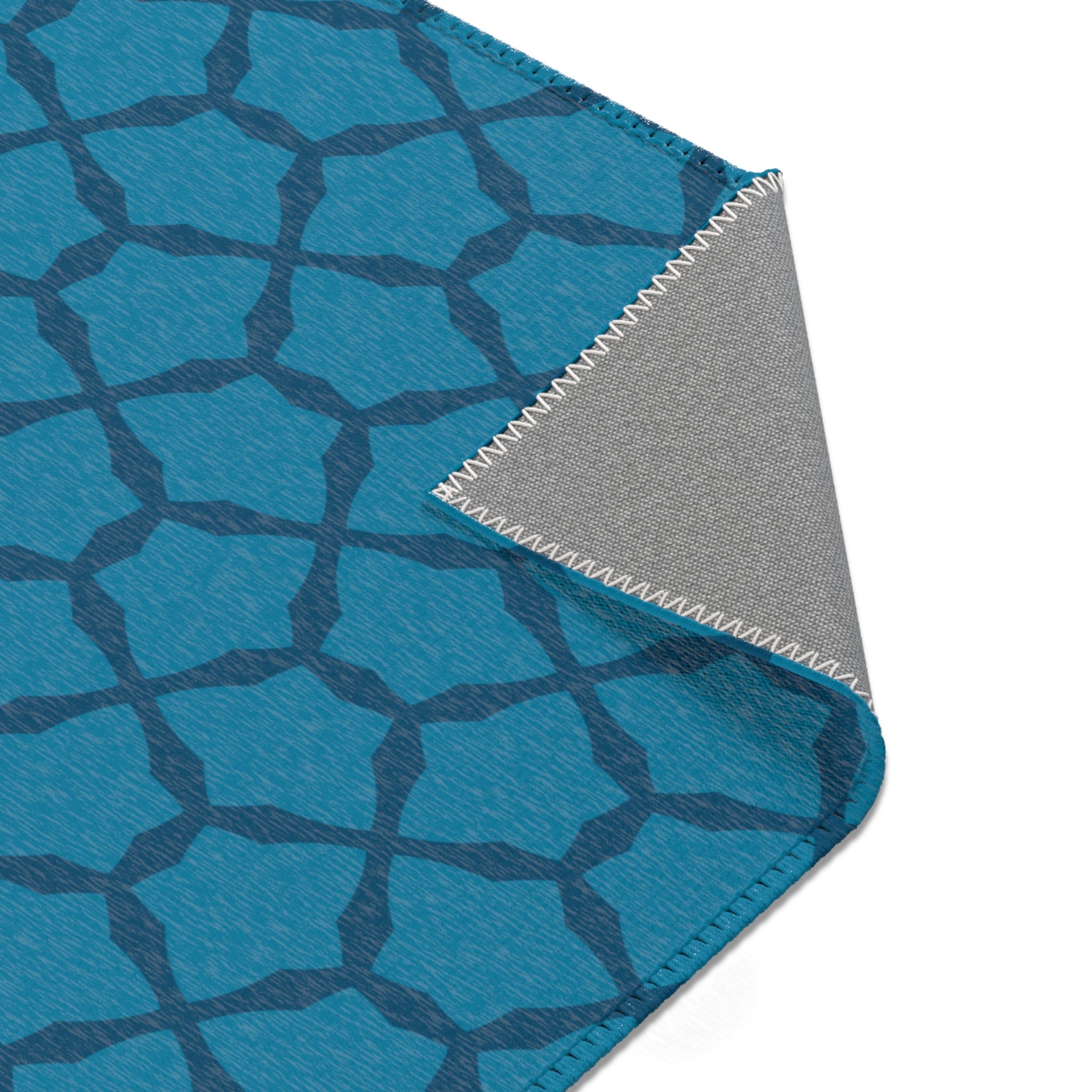 Blue Geometric Trellis Area Rug — Modern Moroccan Pattern