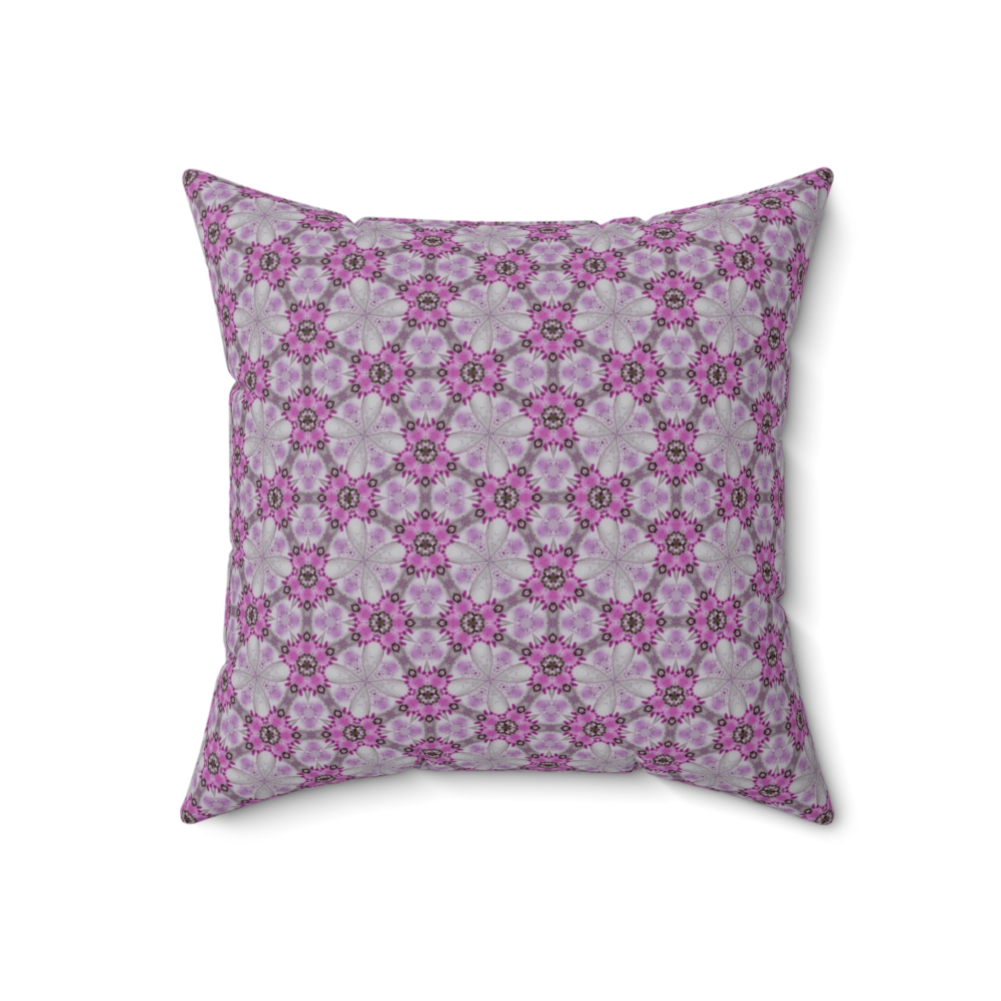 Pink Floral Square Pillow — Decorative Throw Pillow