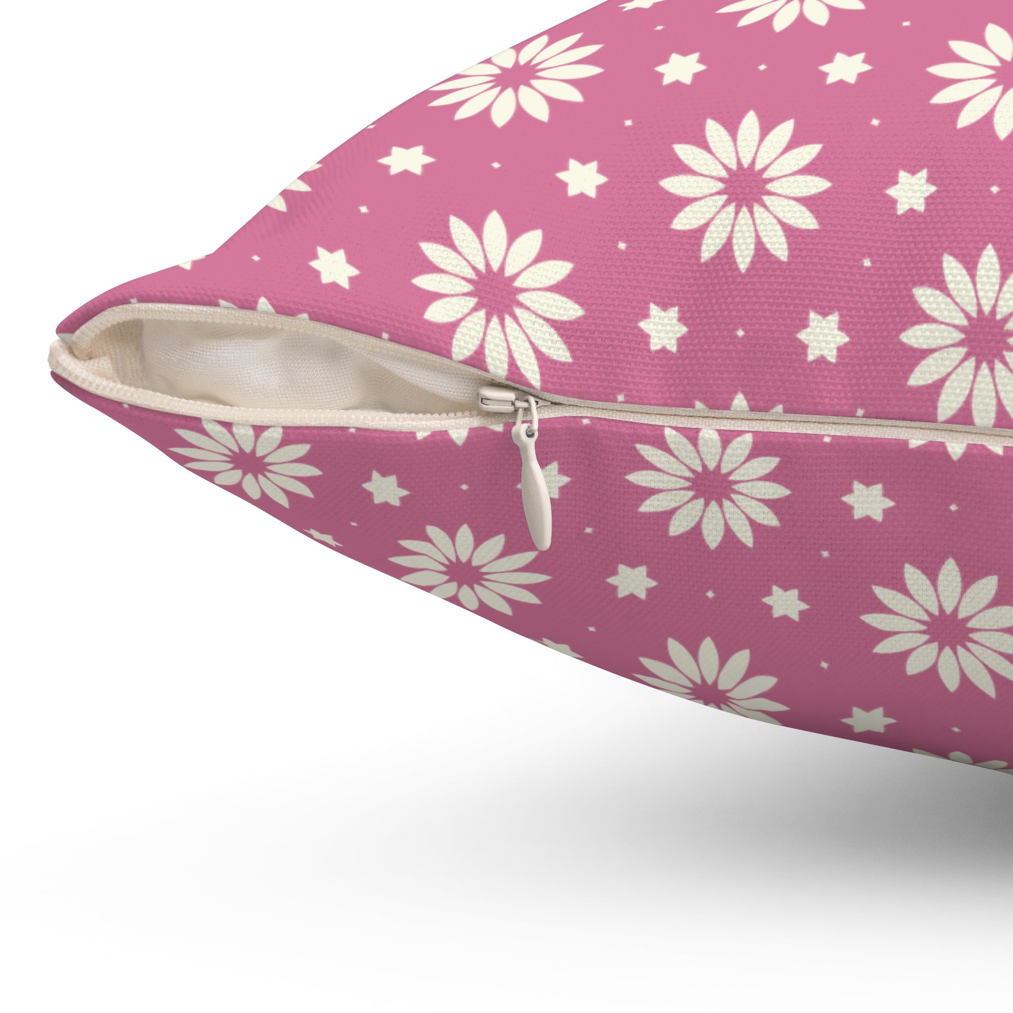Pink Daisy Pattern Pillow — Floral Decorative Throw Pillow