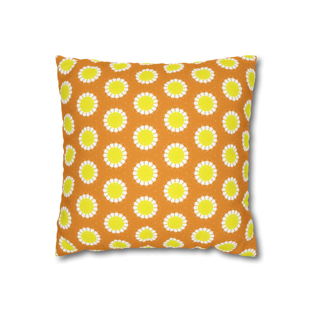 Retro Daisy Pattern THROW PILLOW COVER — Bright Orange & Yellow Decorative Cushion Cover
