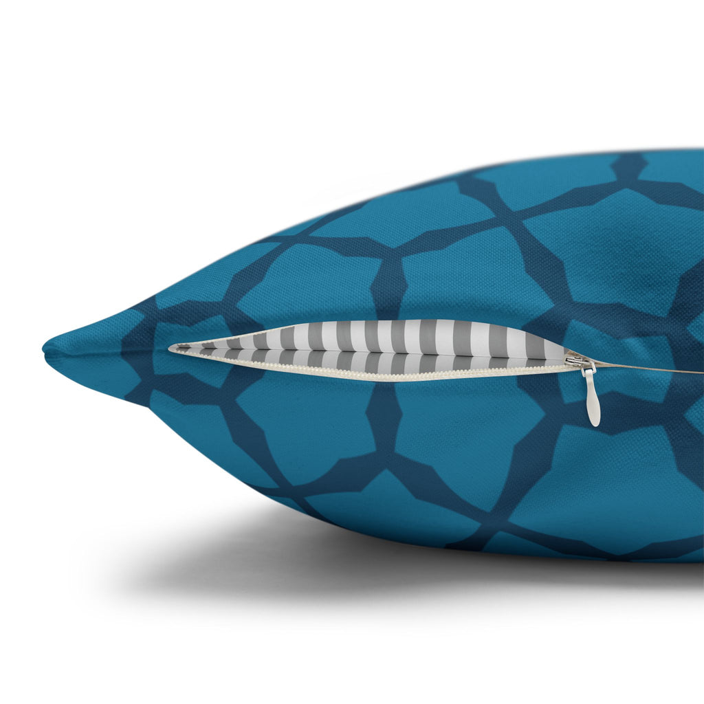 Turquoise Blue Lattice Pattern THROW PILLOW COVER — Modern Decorative Square Pillow Cover