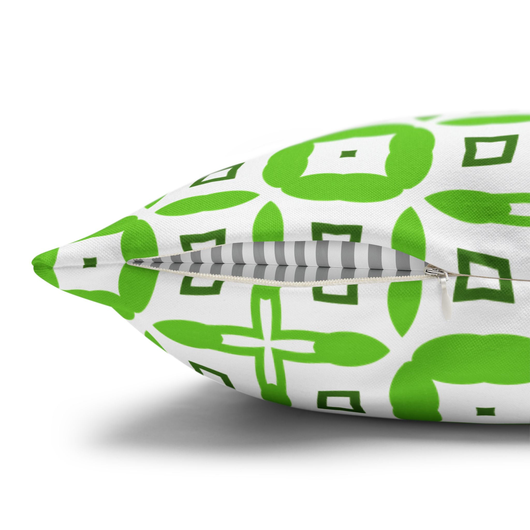 Green Geometric Square THROW PILLOW COVER — Modern Tossed Tile Pattern Decorative Throw Pillow Cover