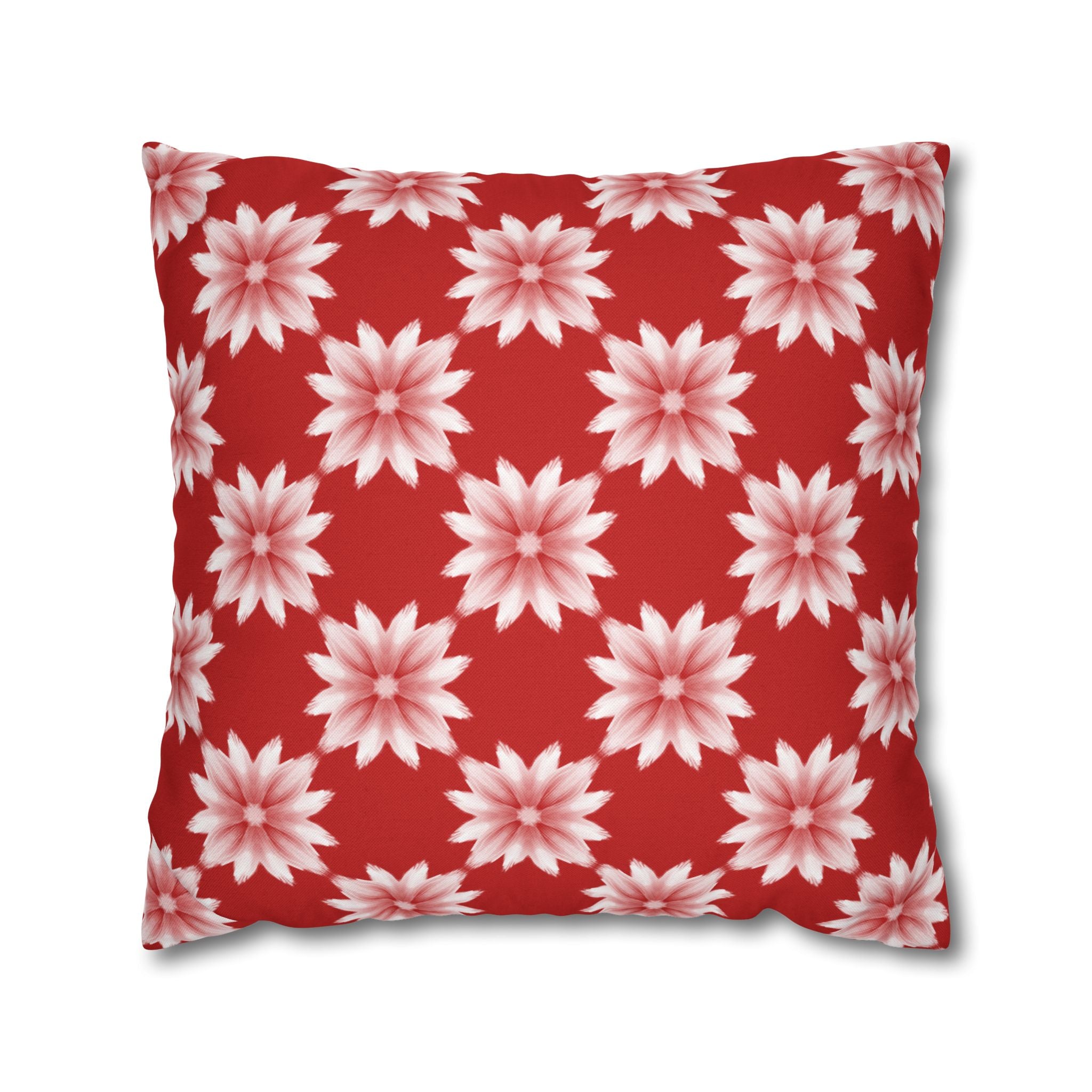 Holiday Red Floral THROW PILLOW COVER — Festive Floral Holiday Cushion Cover