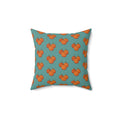 Teal Autumn Pumpkin Pattern Throw Pillow — Fall Decorative Accent Cushion