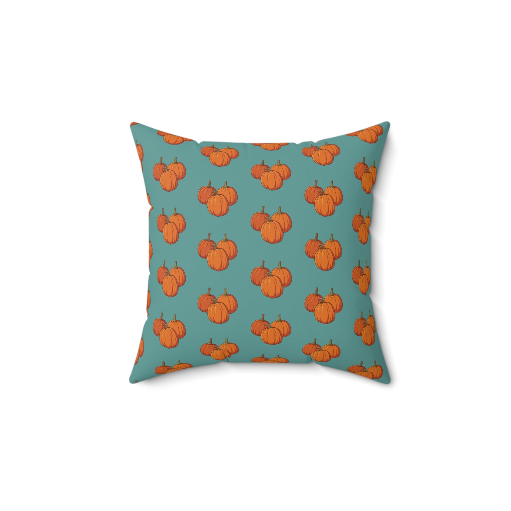 Teal Autumn Pumpkin Pattern Throw Pillow — Fall Decorative Accent Cushion
