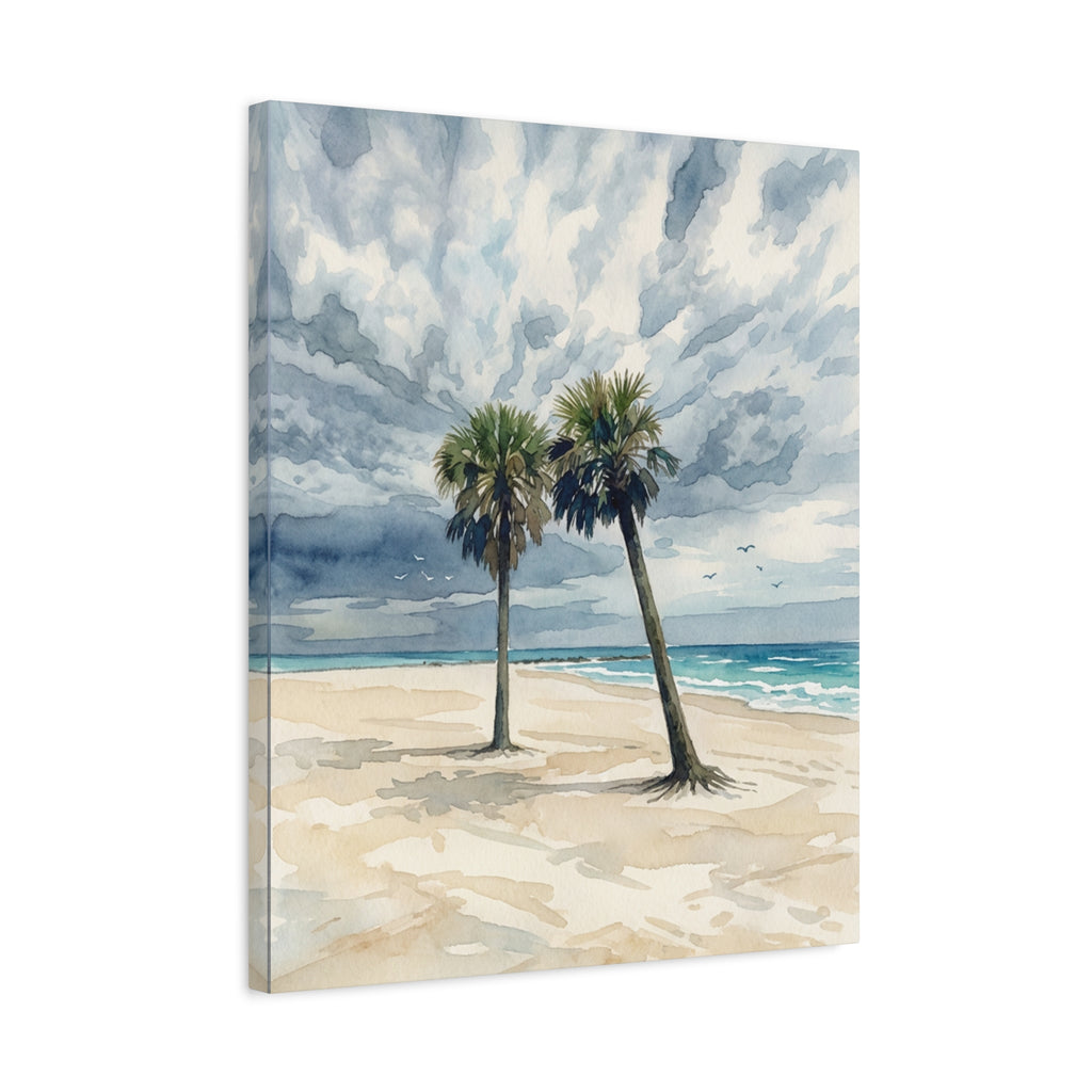 Coastal Palm Beach Canvas Print — Matte Stretched Wall Art