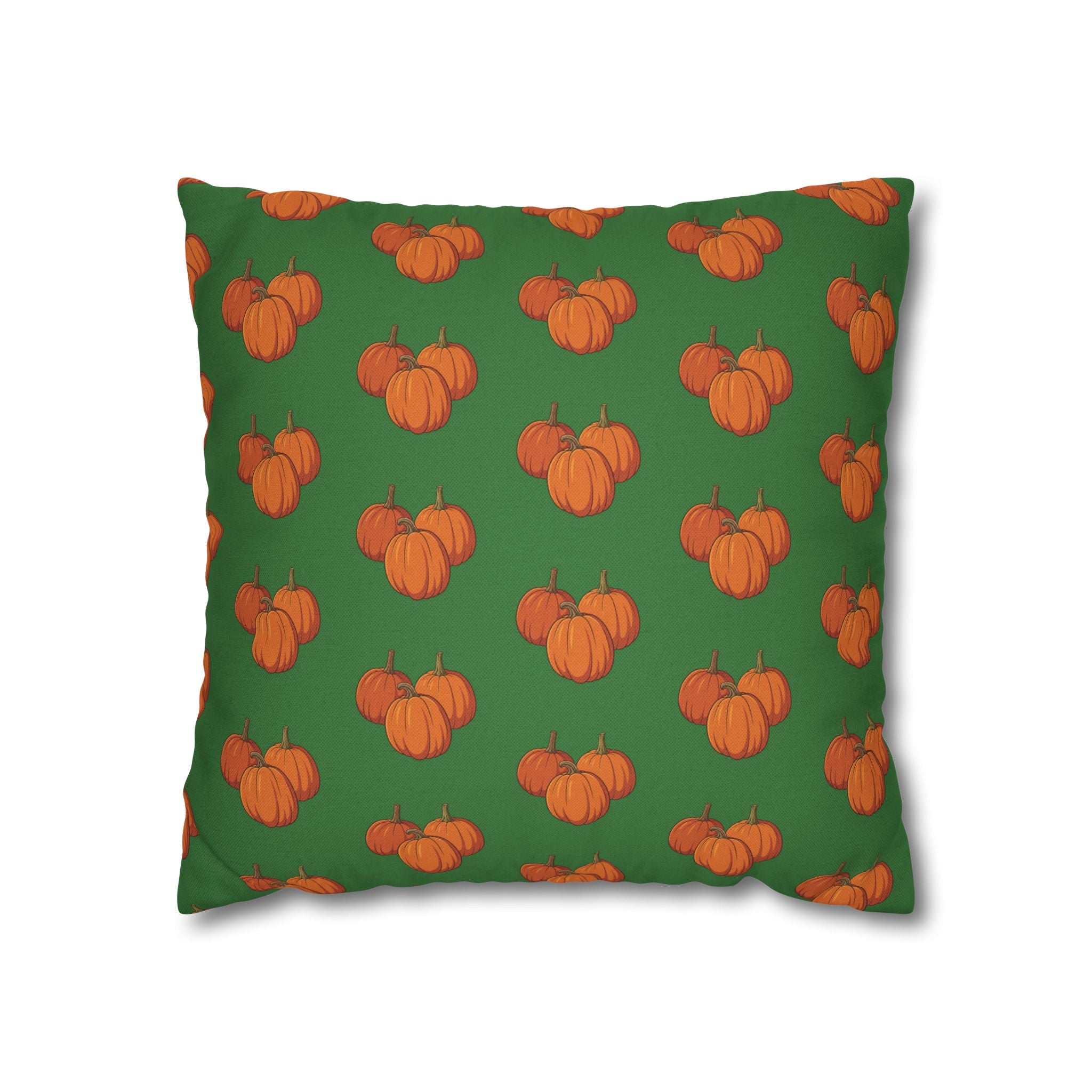 Green Autumn Pumpkin Pattern THROW PILLOW COVER — Fall Decorative Throw Pillow Cover