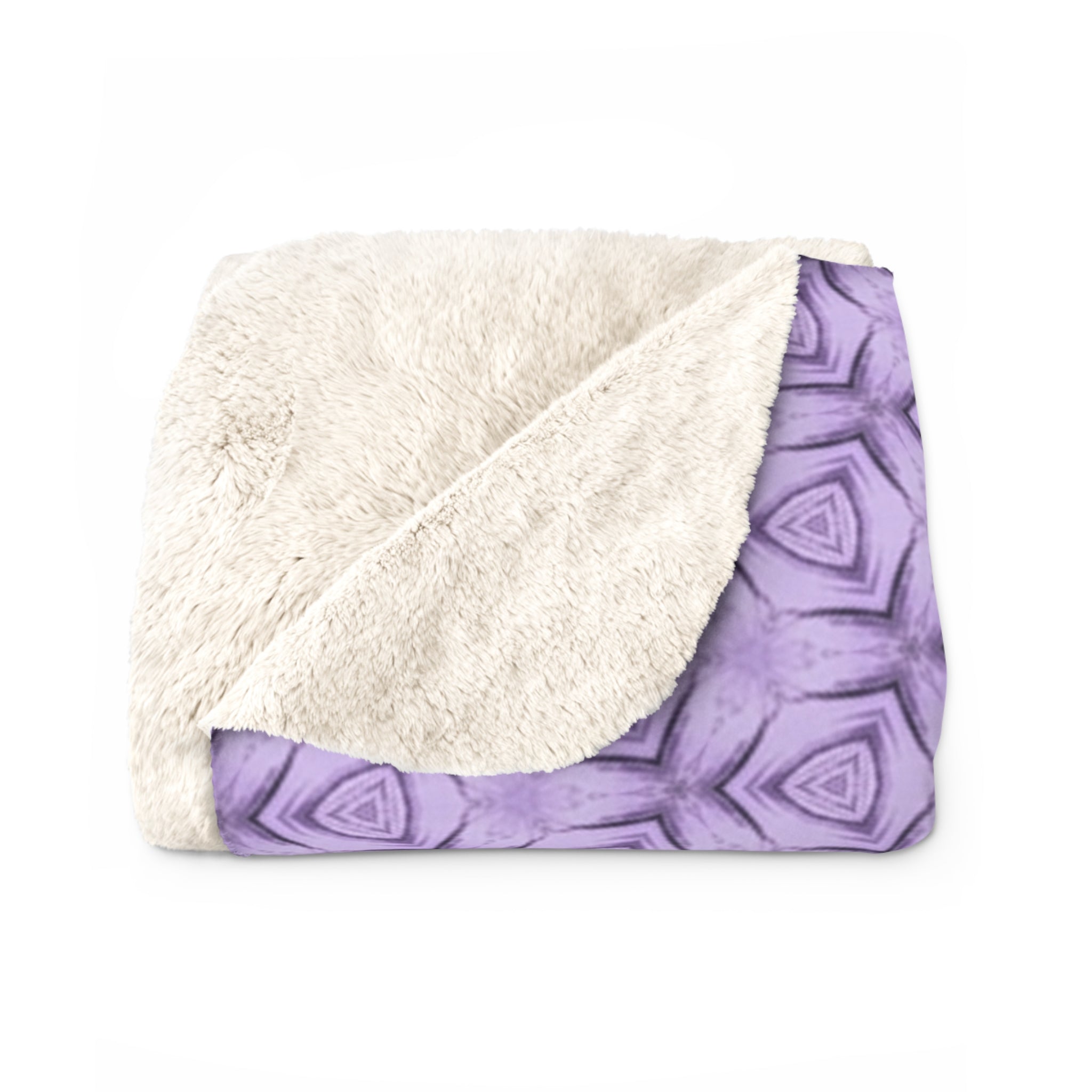 Lavender Petal Geometric Sherpa Blanket — Soft Cozy Fleece Throw for Home & Gifts