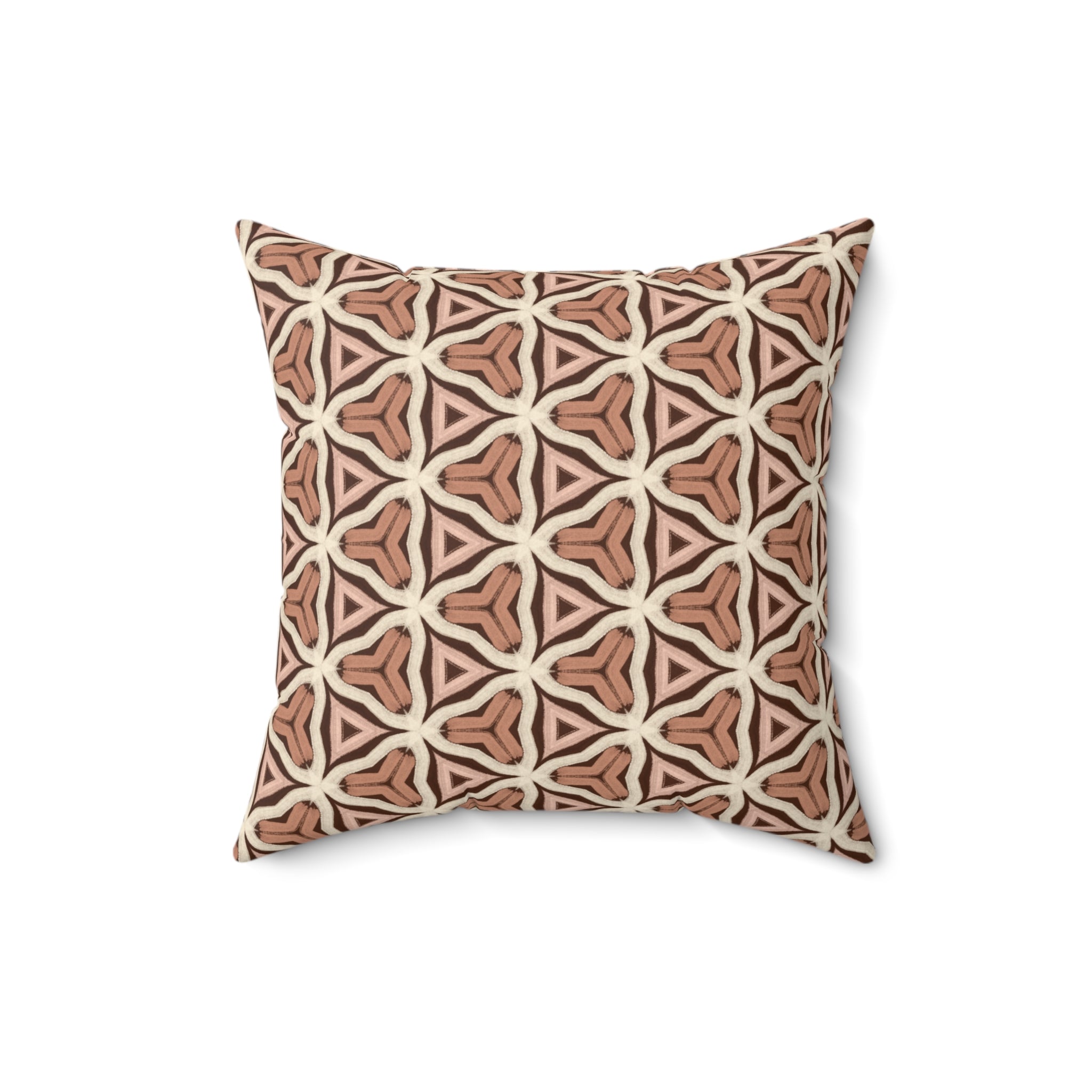 Earth Tone Tribal Pattern Square Pillow — Boho Terracotta Decorative Throw