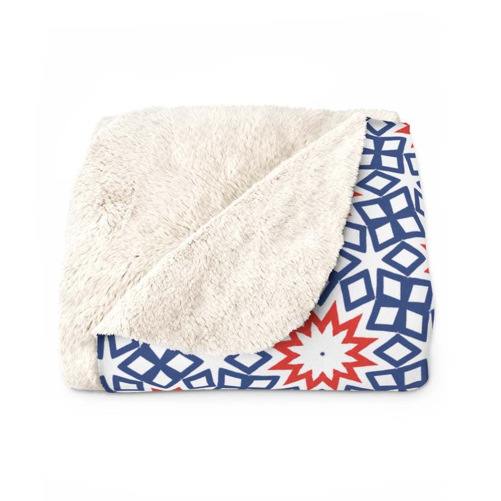 Fourth of July Red White & Blue Sherpa Fleece Blanket — Patriotic USA Cozy Throw
