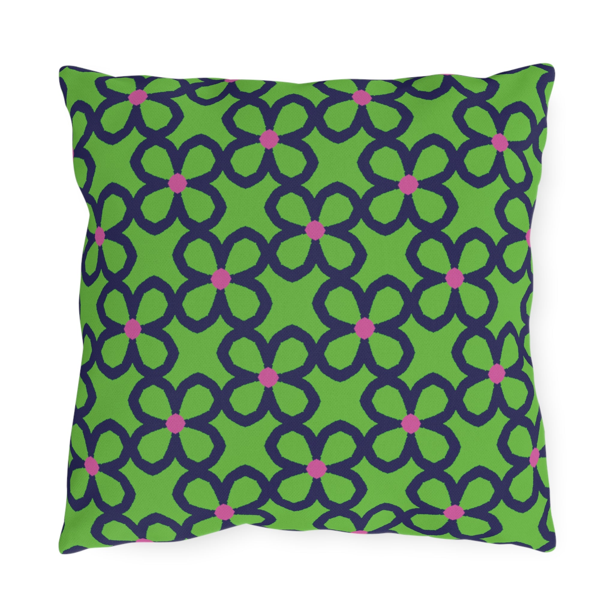Outdoor Pillow — Green Floral Trellis Pattern Decorative Cushion