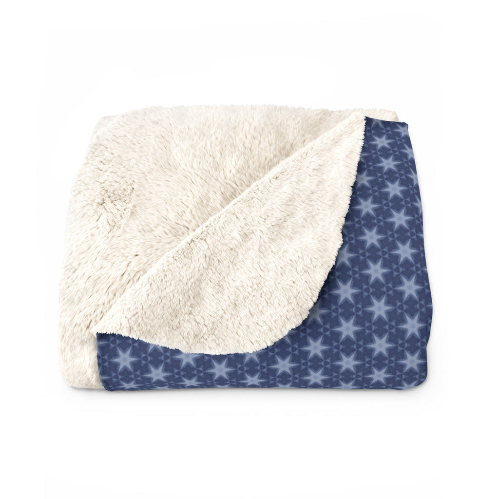 Patriotic July 4th Blue Stars Sherpa Fleece Blanket