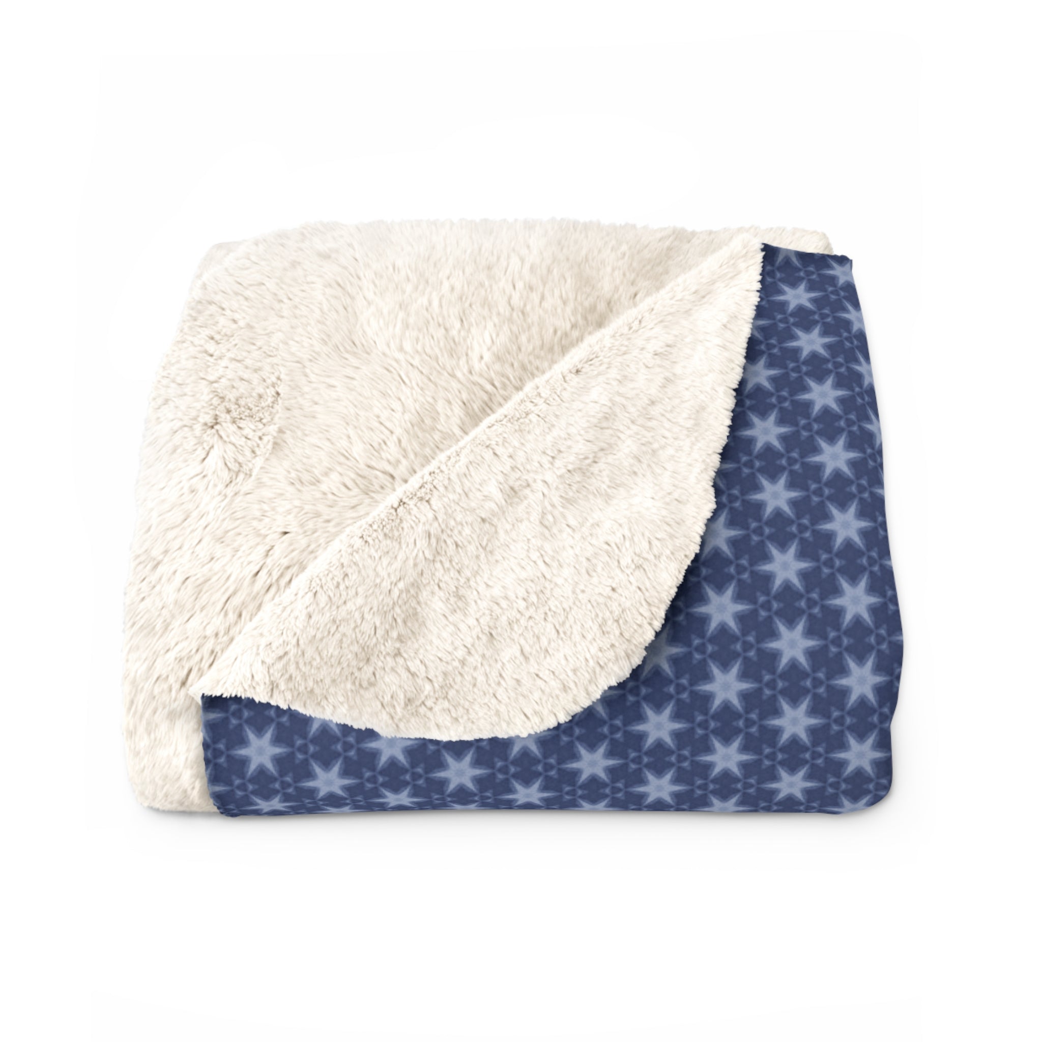 Patriotic July 4th Blue Stars Sherpa Fleece Blanket